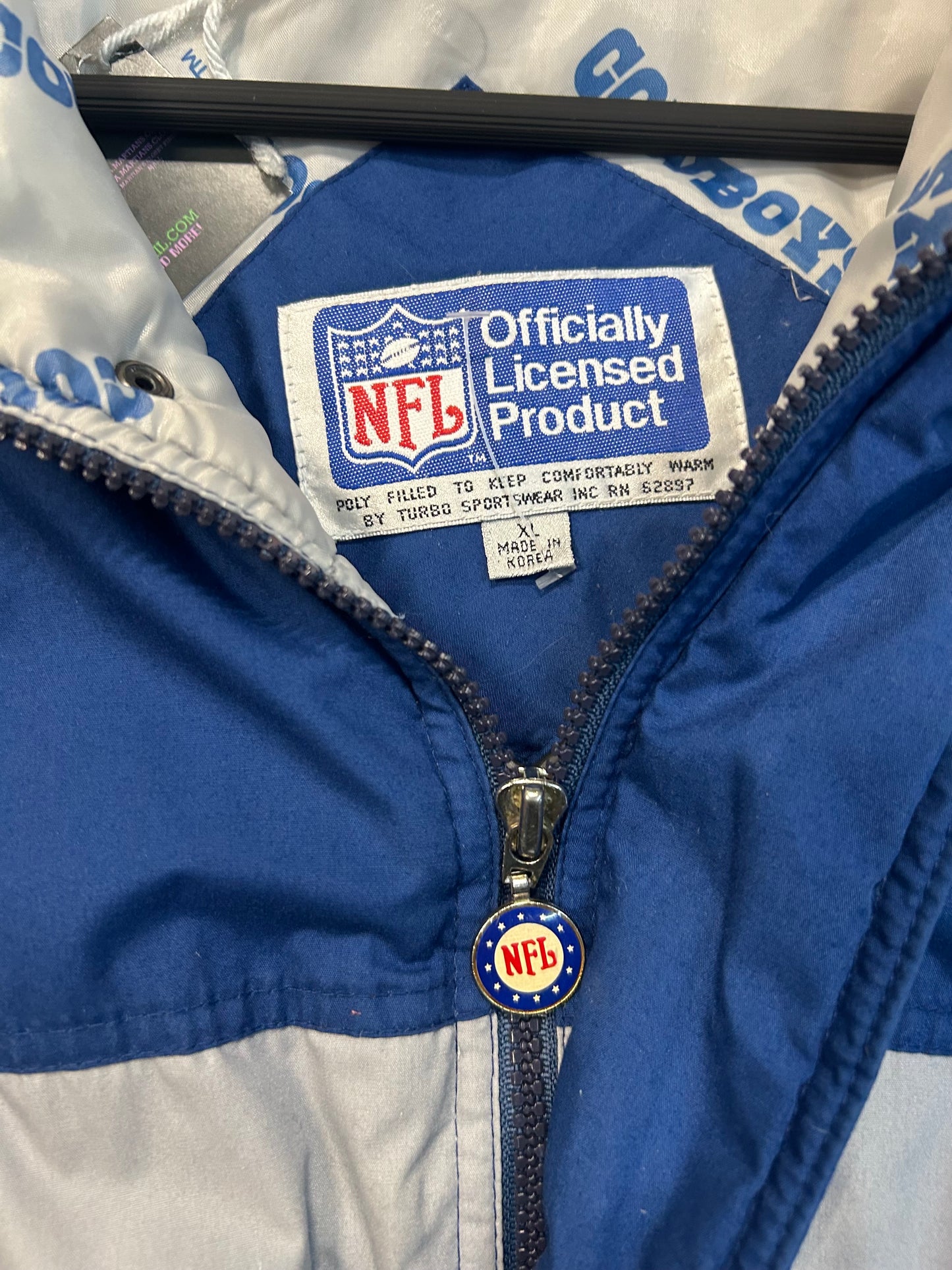 Vintage 90s Official NFL Dallas Cowboys Coat W/Built In Hood