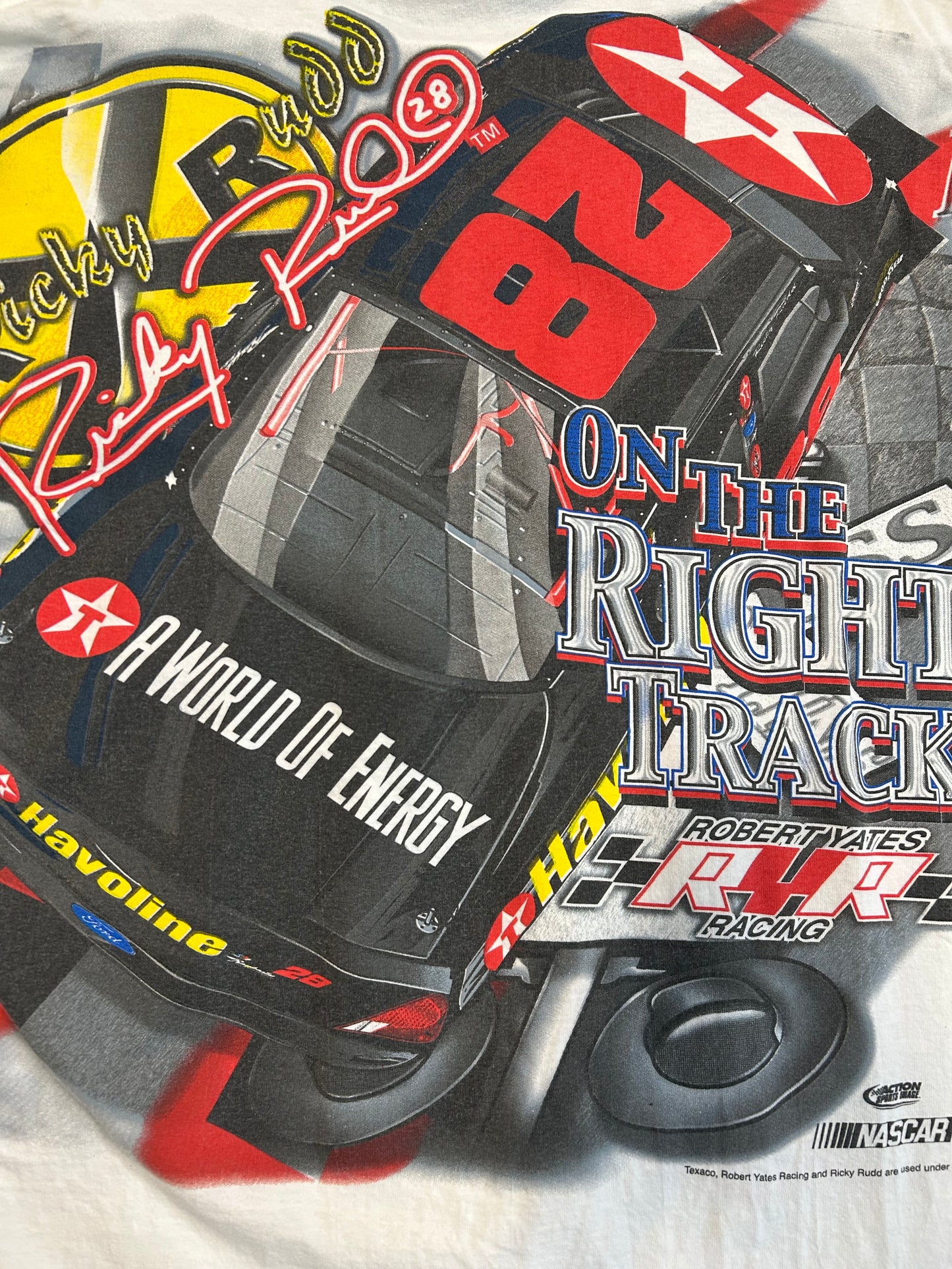 Vintage 2001 Ricky Rudd #28 NASCAR AOP Tee