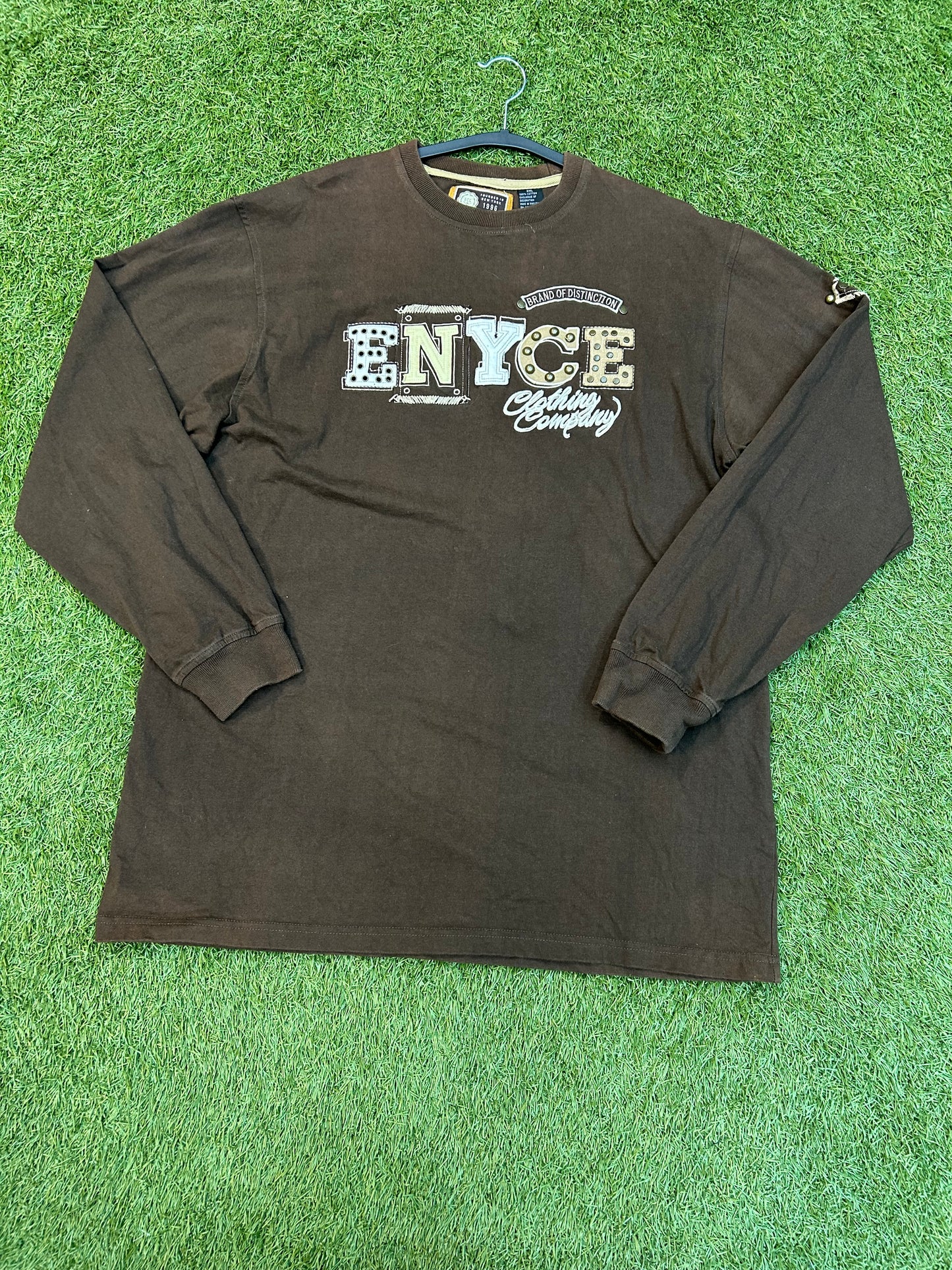 Vintage ENYCE Brown Long Sleeve Embroidered Tee