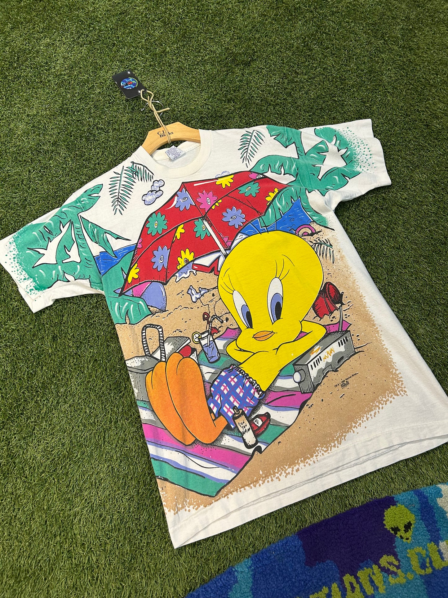Vintage 1995 Warner Bros Tweety Bird Sunshine Delight AOP Tee