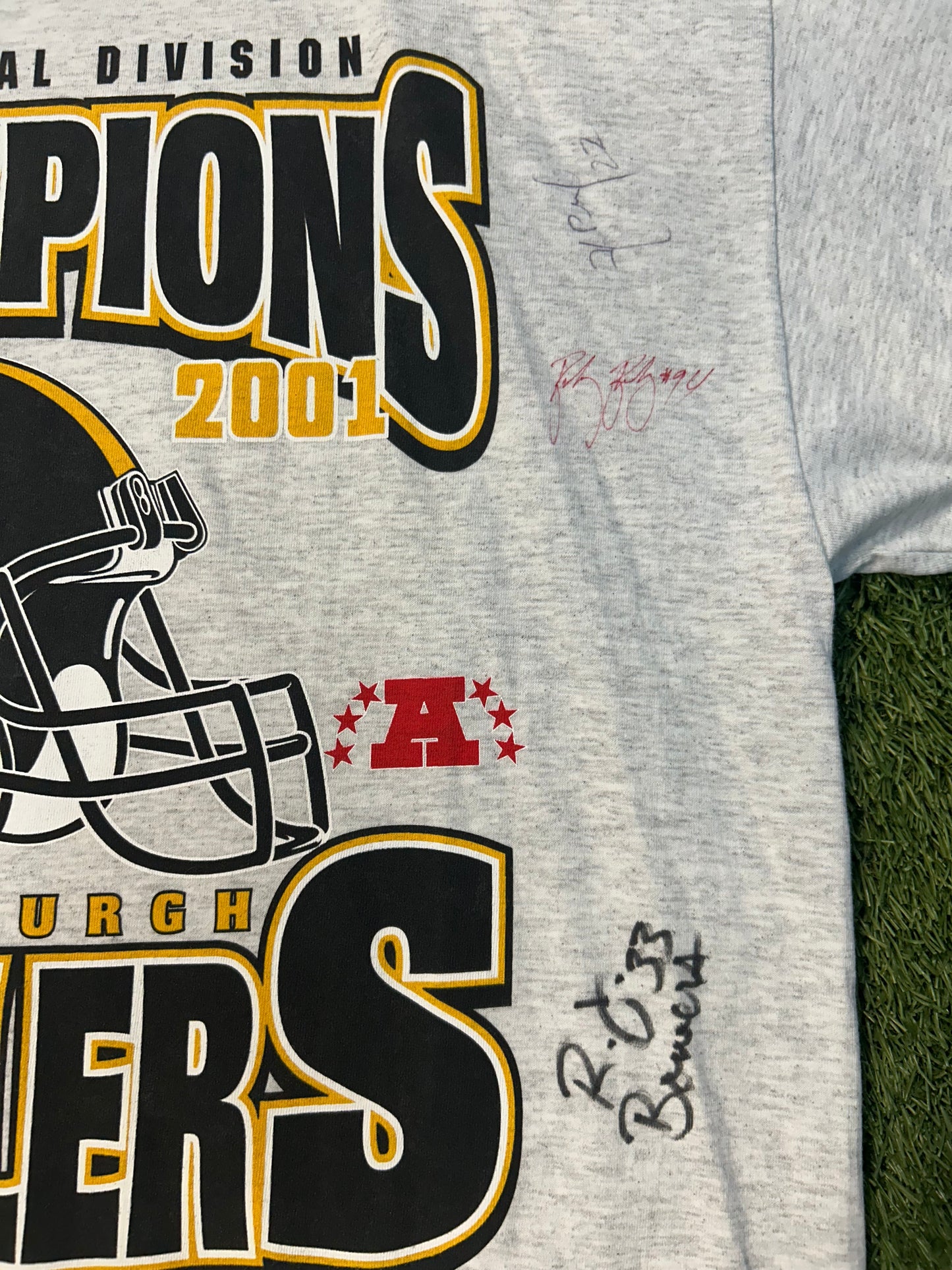 Year 2001 Pittsburgh Steelers NFL AFC Champions Signed Tee