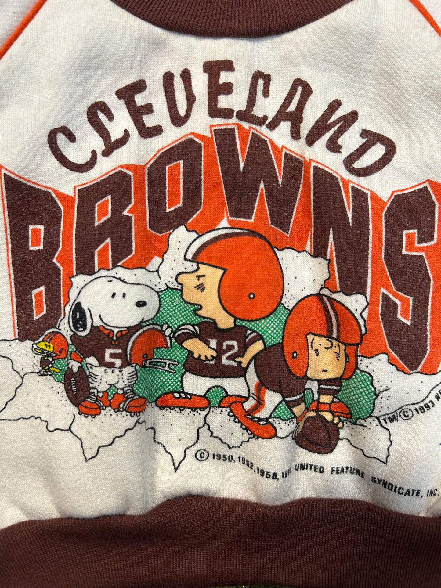 Vintage 1993 Peanuts And Snoopy Cleveland Browns Crewneck W/Matching Bottoms Kids Set