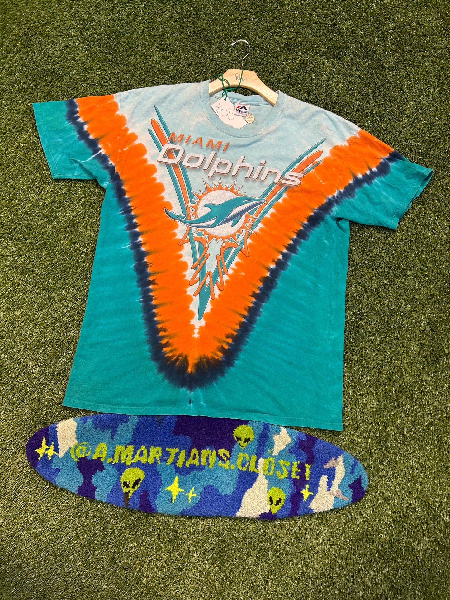 Vintage Majestic Tag Miami Dolphins Tye Dye Tee