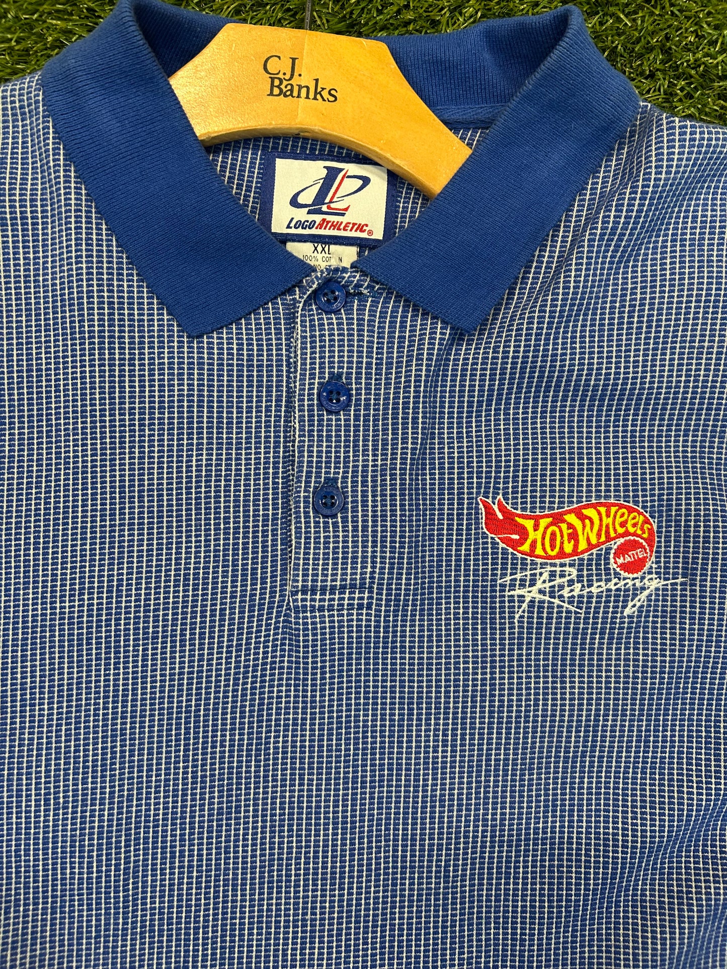 Vintage Hot Wheels Mattel Embroidered Logo Collard Shirt