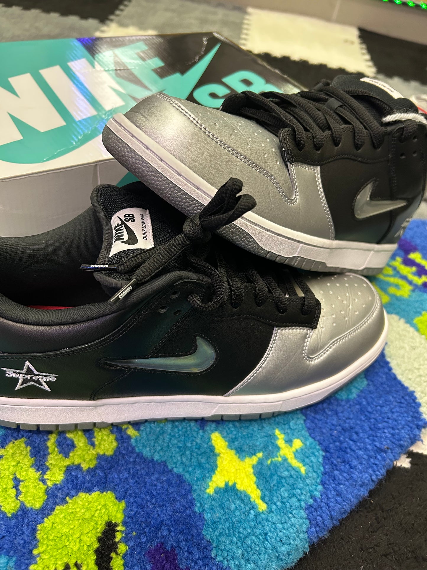 Nike SB Dunk Low X Supreme Jewel Swoosh Silver