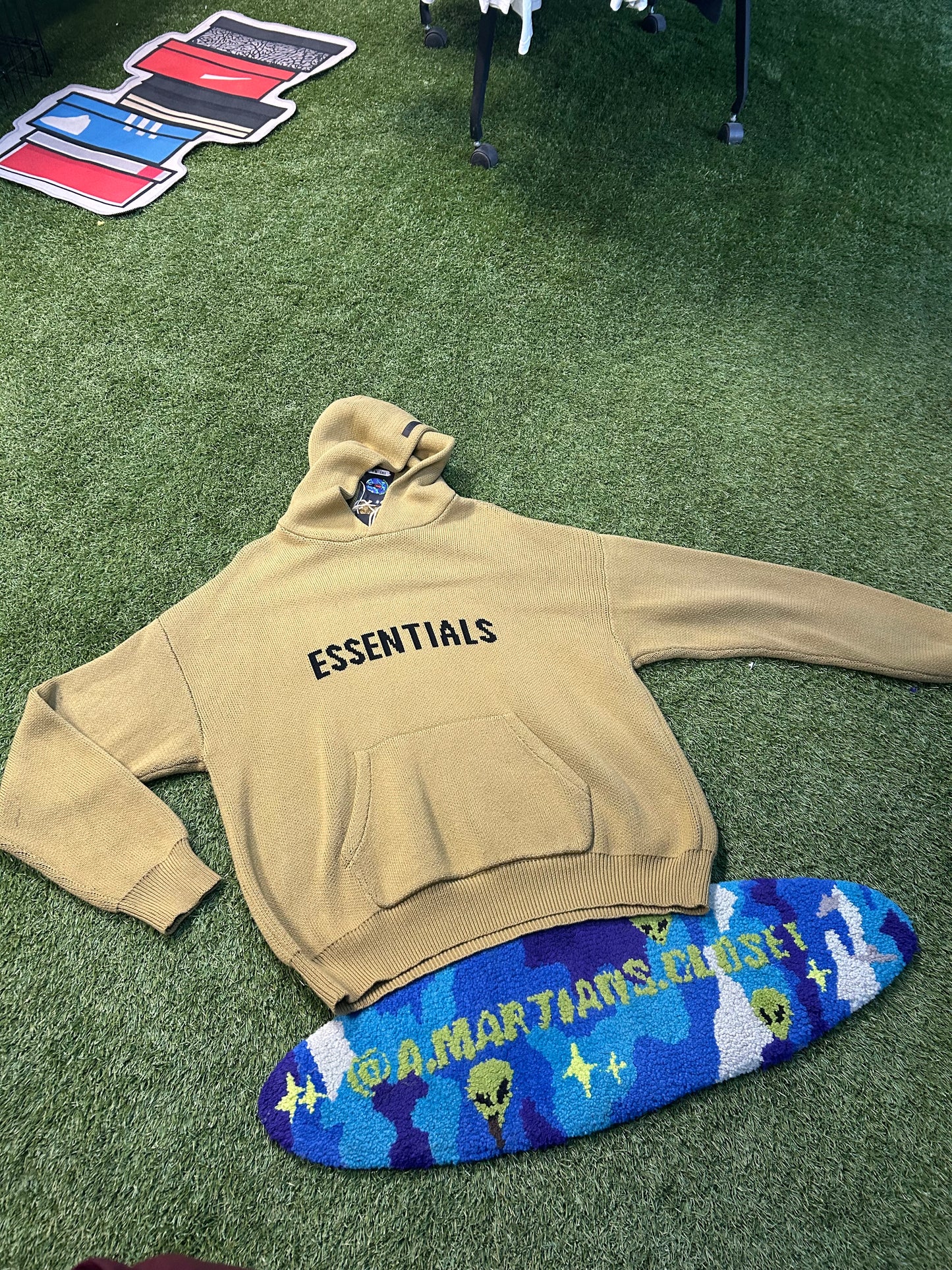 Fear Of God Essentials Tan Knitted Sweater Hoodie