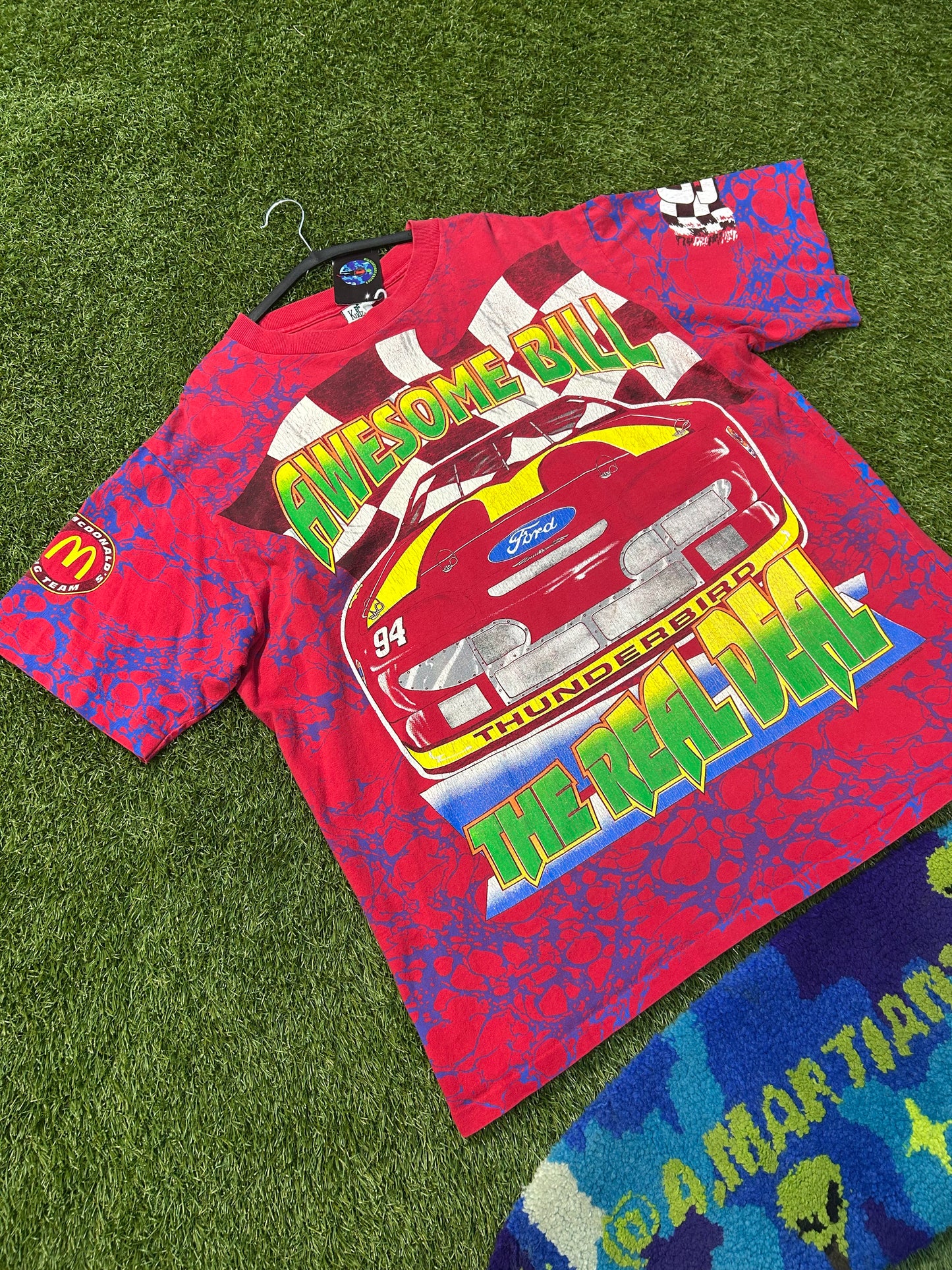 Vintage 90s McDonald’s Racing Team Bill Elliot #94 AOP NASCAR Tee