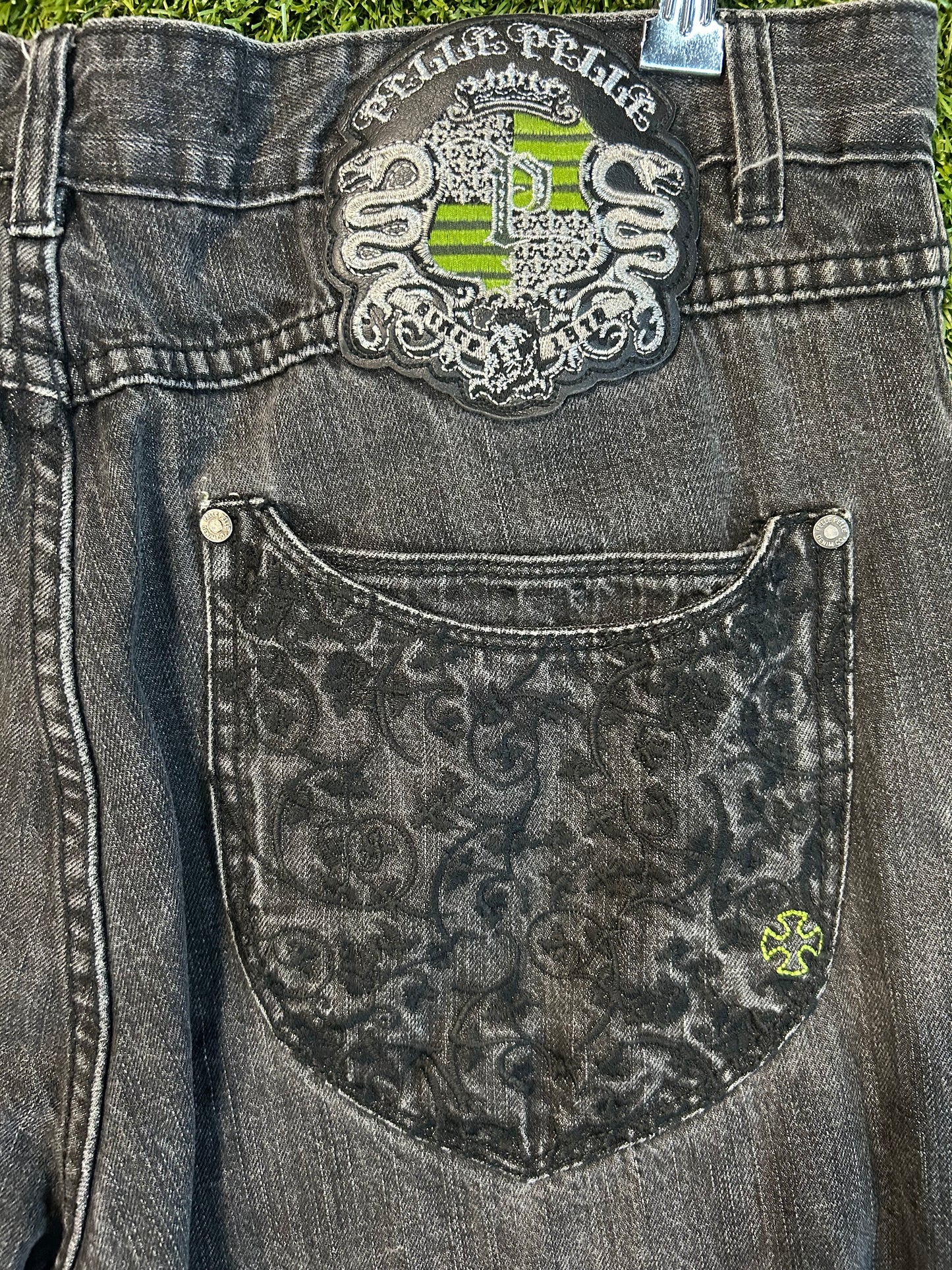 Y2K Green Snake Pelle Pelle Denim Jeans