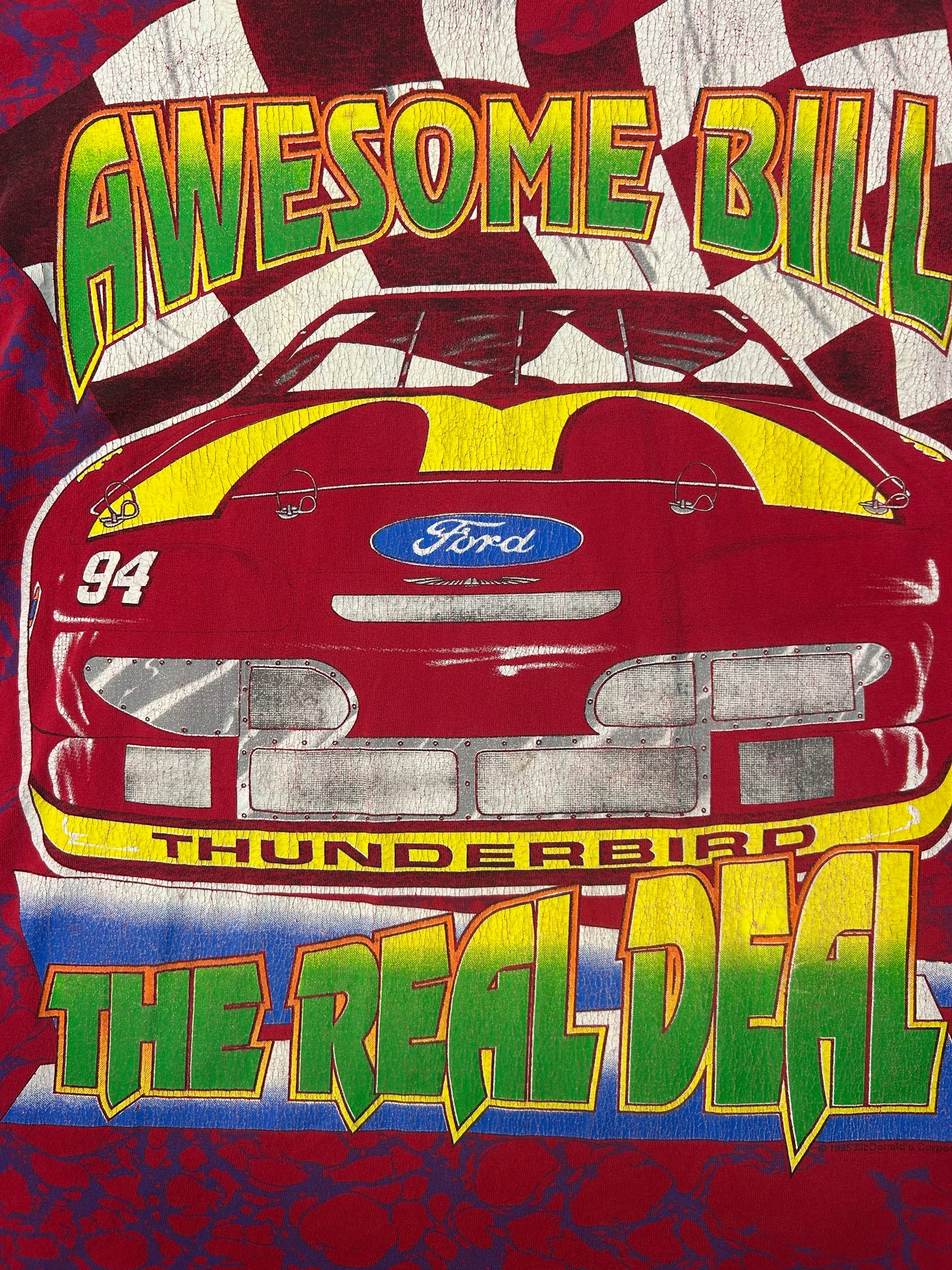Vintage 90s McDonald’s Racing Team Bill Elliot #94 AOP NASCAR Tee