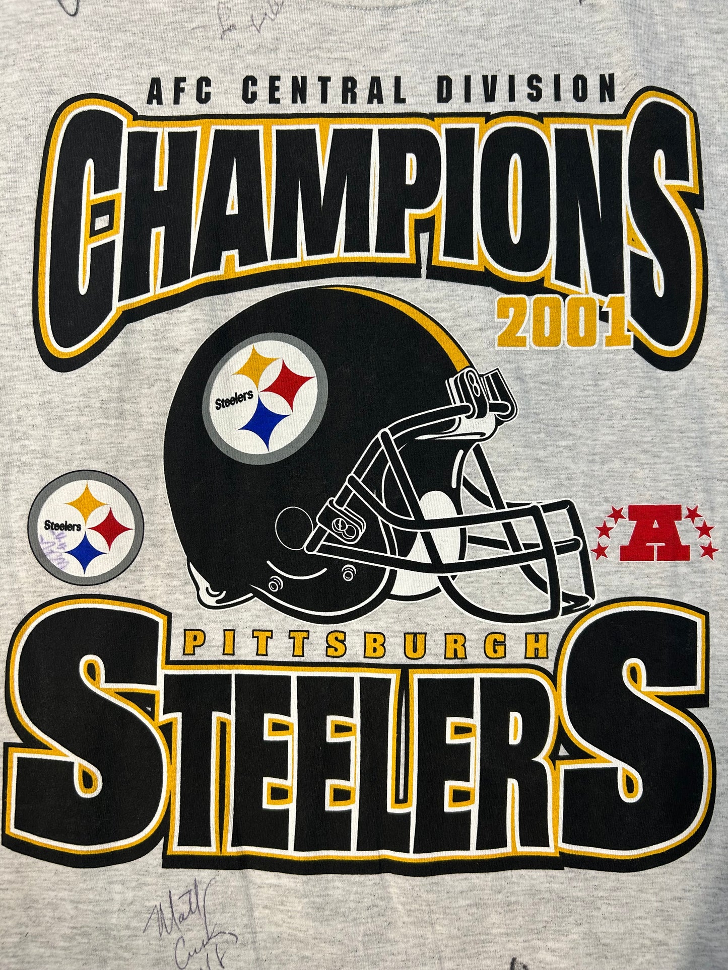 Year 2001 Pittsburgh Steelers NFL AFC Champions Signed Tee