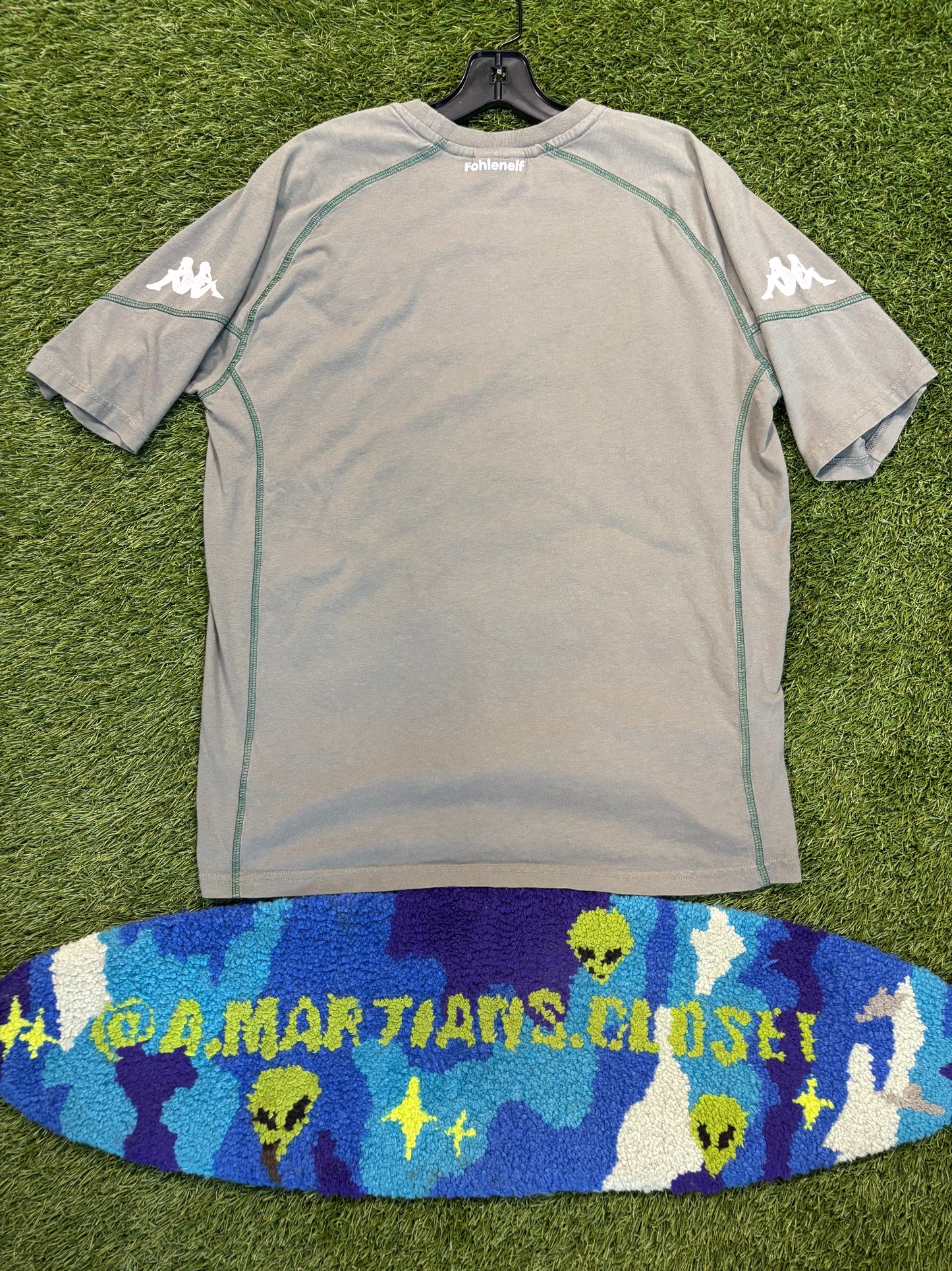 Y2K green striped Kappa T-shirt