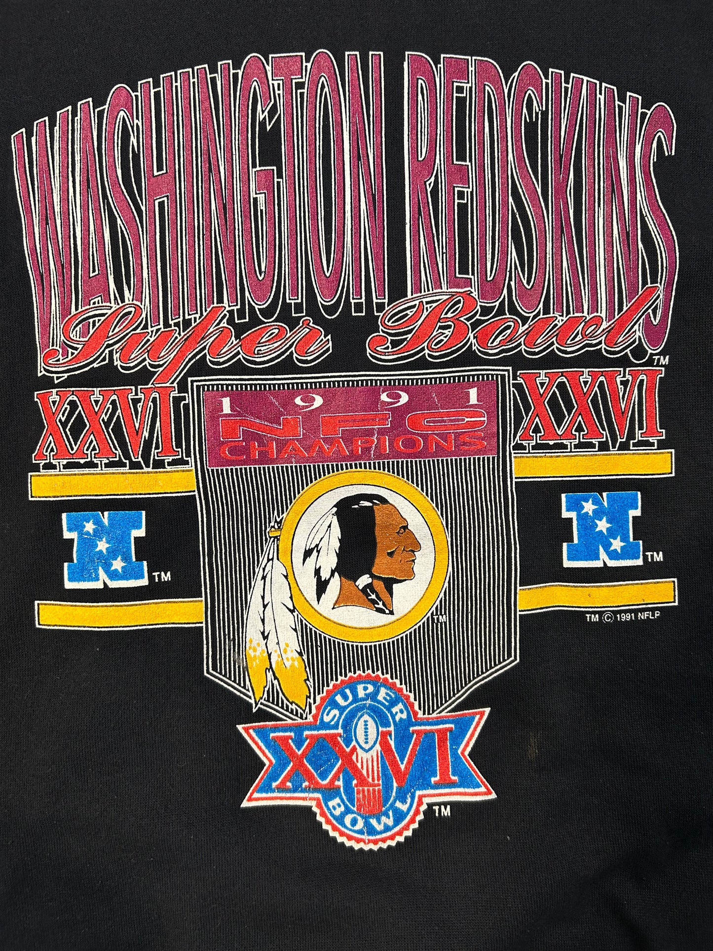 Vintage 1991 NFL NFC Champions Washington Redskins Super Bowl XXVI