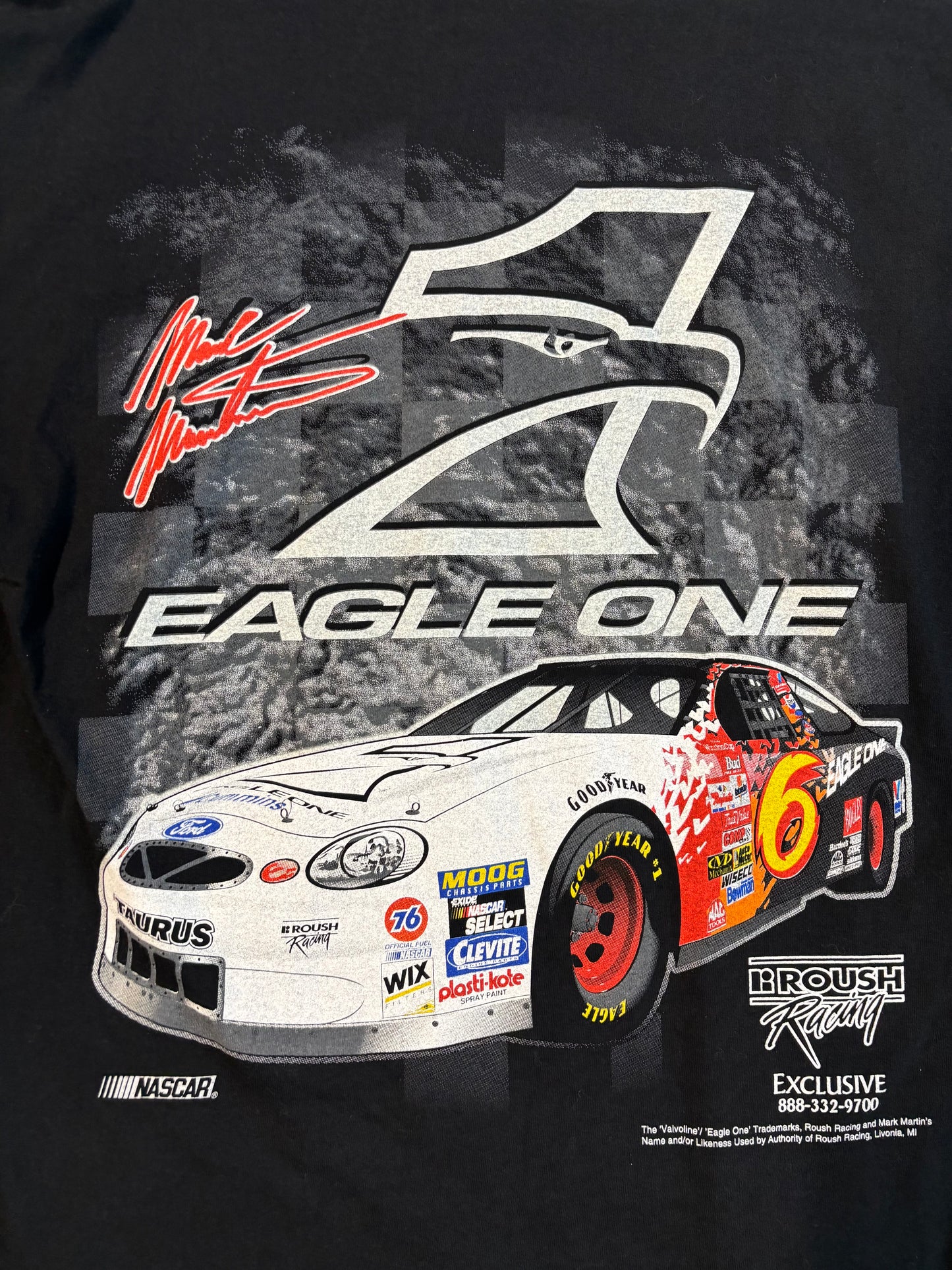 Mark Martin Eagle One Roush Racing NASCAR T-Shirt Size XL Santee Gold Tag