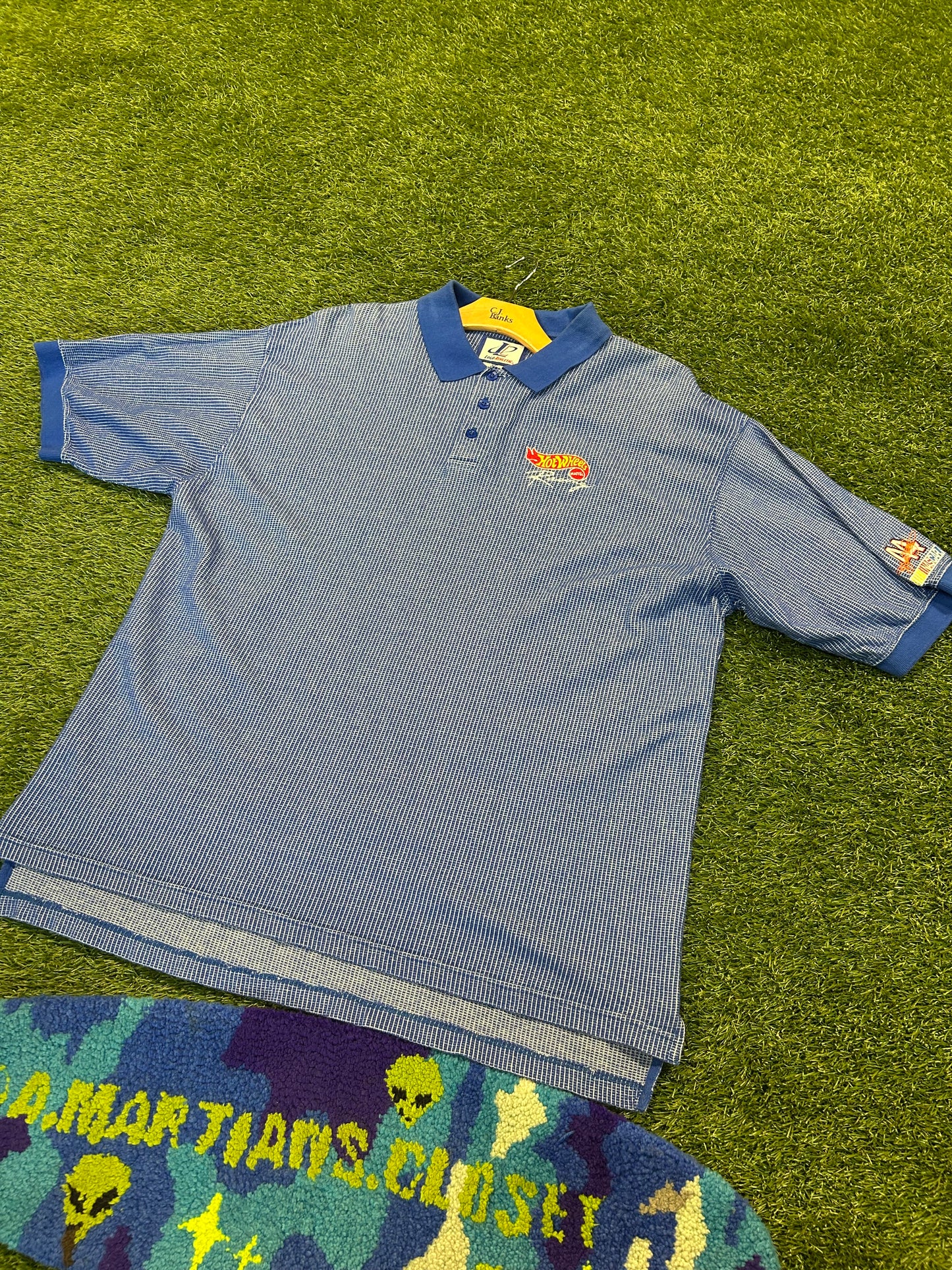 Vintage Hot Wheels Mattel Embroidered Logo Collard Shirt