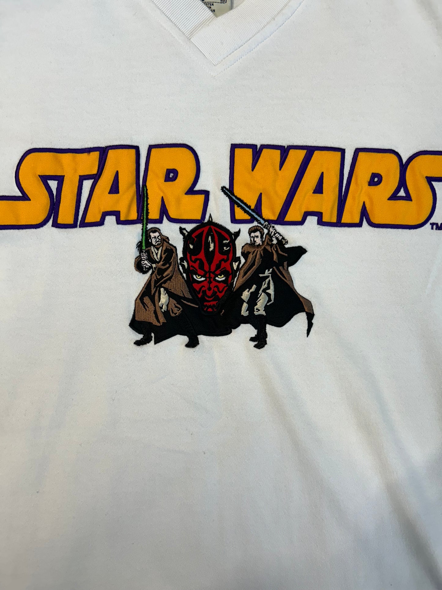 Vintages 90s Star Wars Episode I Embroidered Front V-Neck Tee
