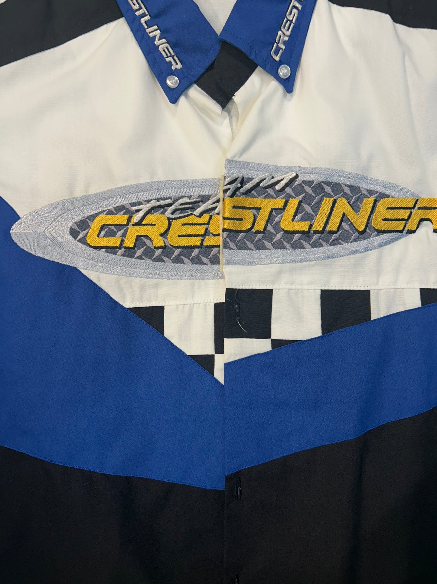 Vintage 90s Team Crestliner Race Crew Button Up