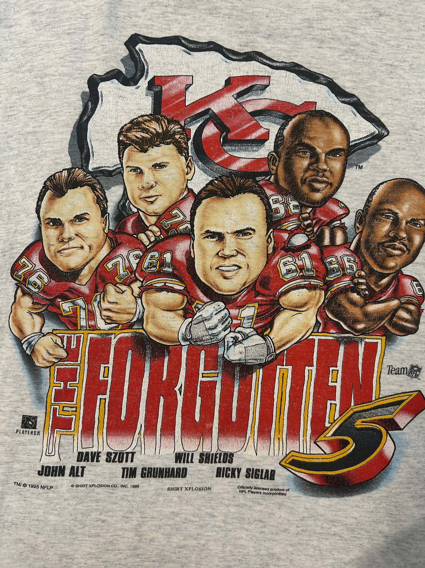 Vintage 1995 NFL Kansas City Chiefs The Forgotten 5 Players Tee