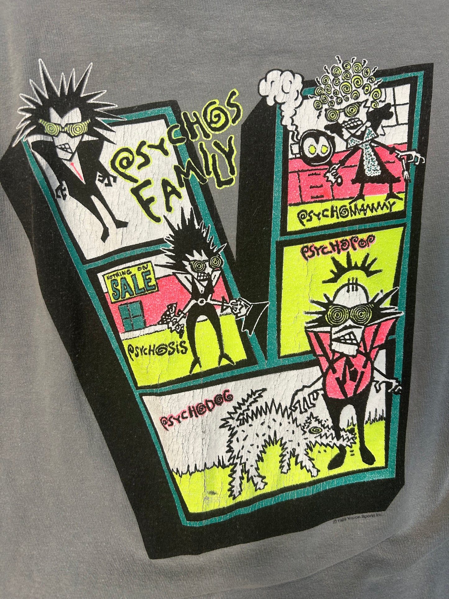 Rare Vintage 1989 Vision Streetwear Skateboard Pychos Family Tee