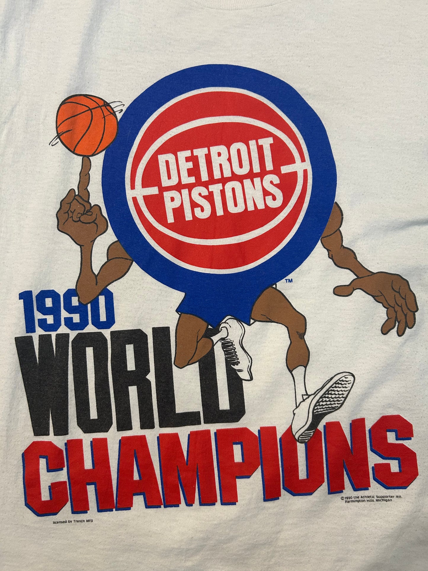 Vintage 1990 NBA World Champions Detroit Pistons Tee