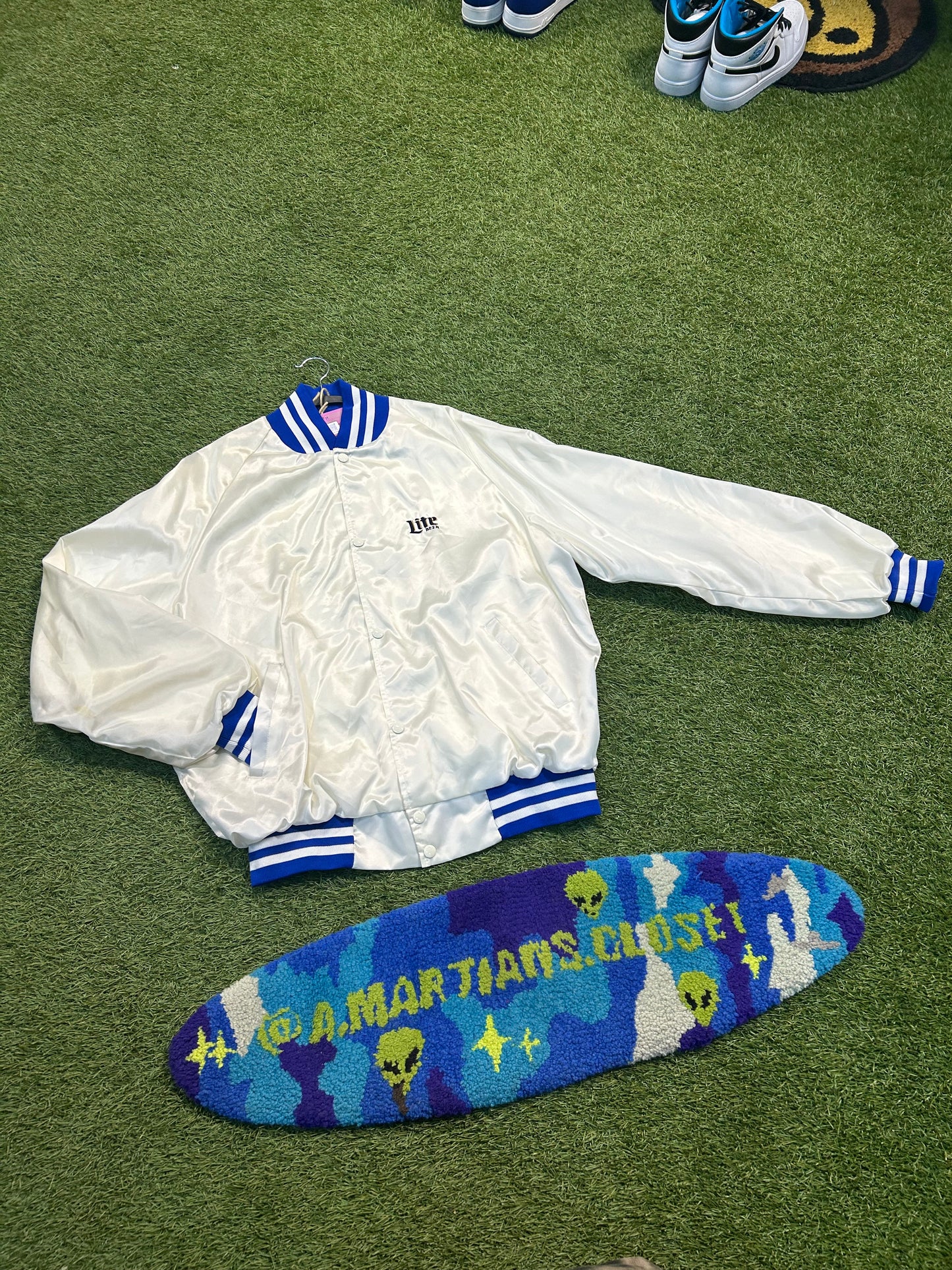 Vintage Miller Lite White Bomber Jacket