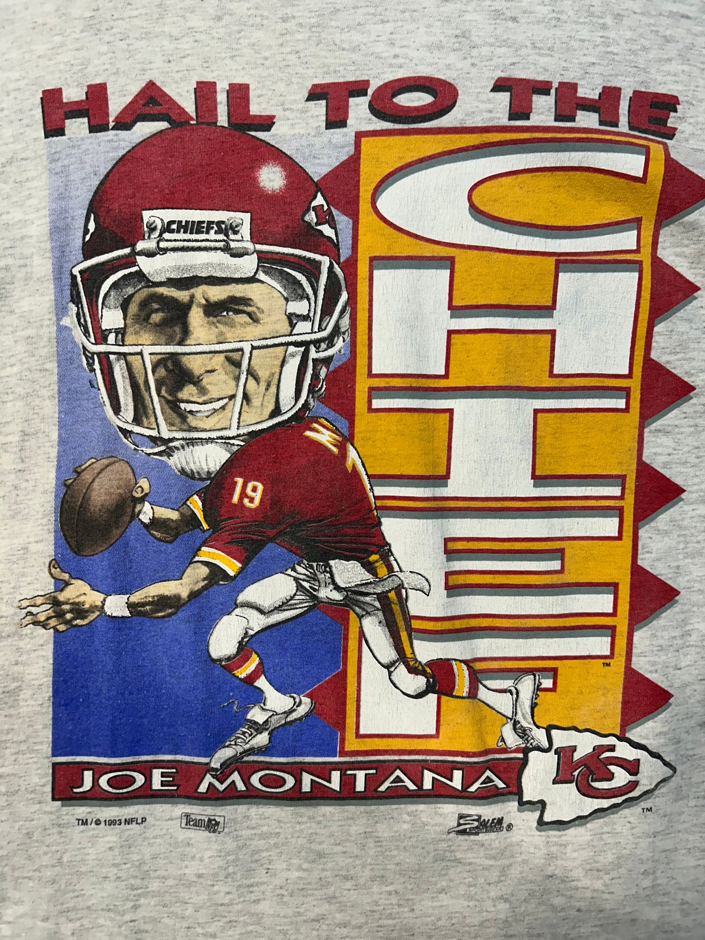 Vintage 1993 Kansa City Chiefs Joe Montana Big Head Tee