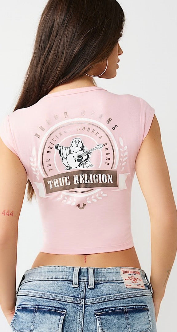 True Religion V-Notch Cap Women’s Tee