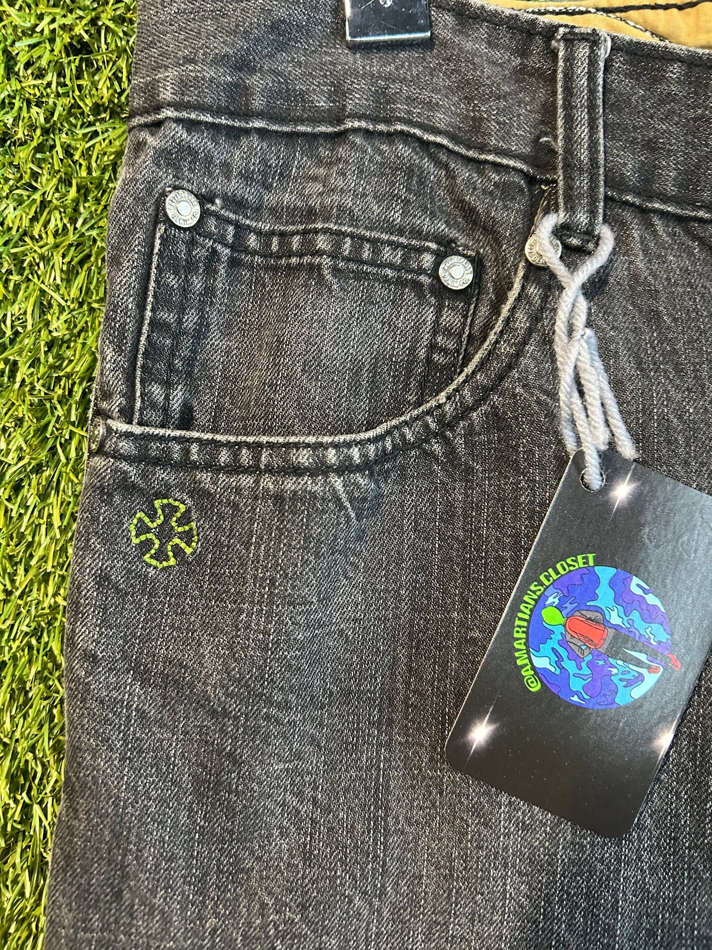 Y2K Green Snake Pelle Pelle Denim Jeans