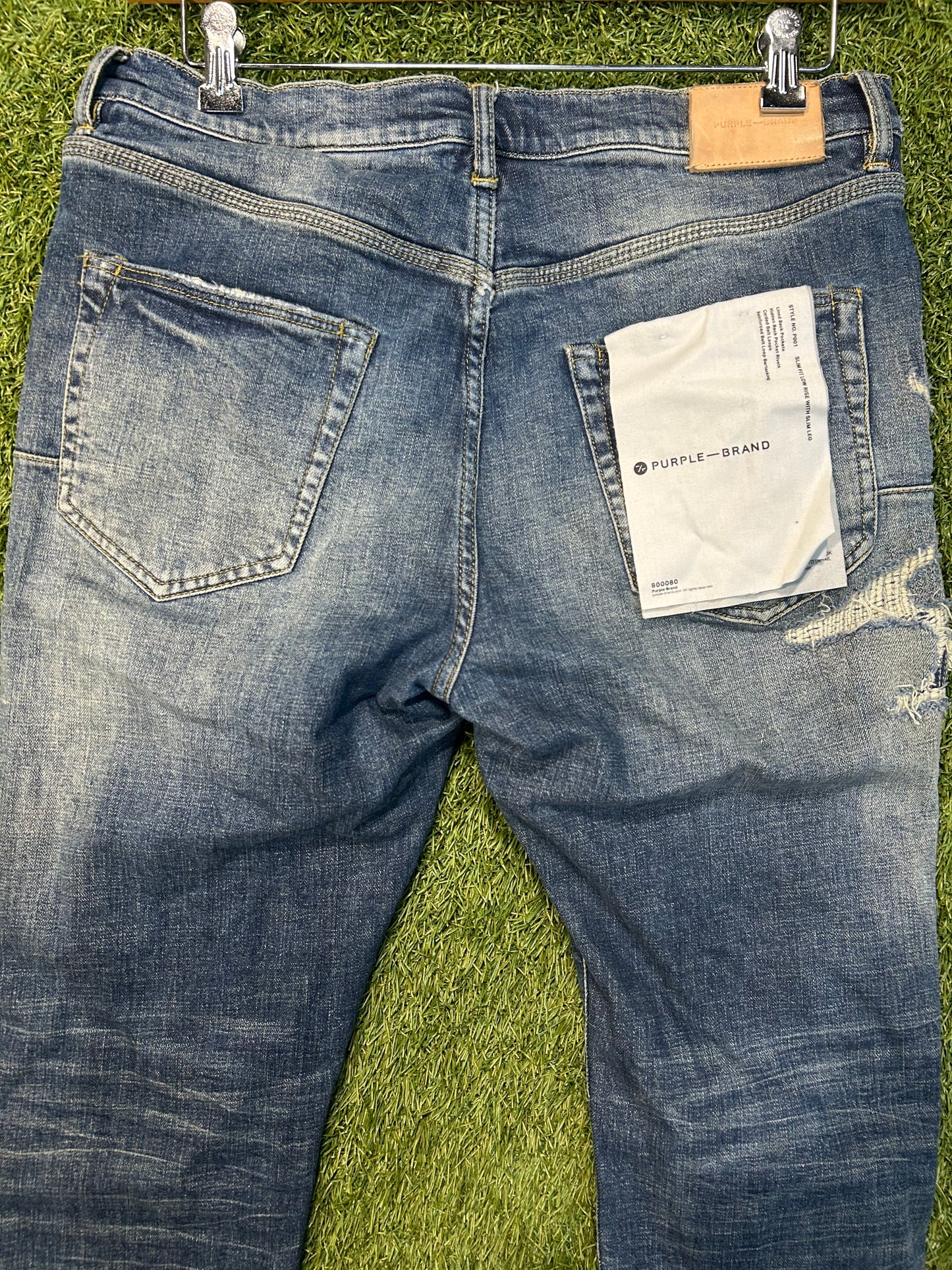 Purple The Brand Knee Cut Blue Jeans