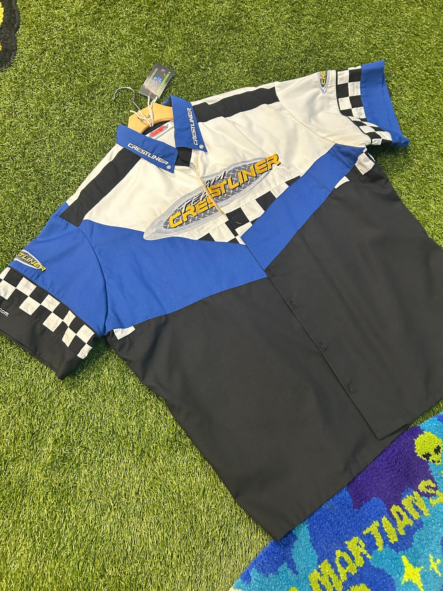 Vintage 90s Team Crestliner Race Crew Button Up