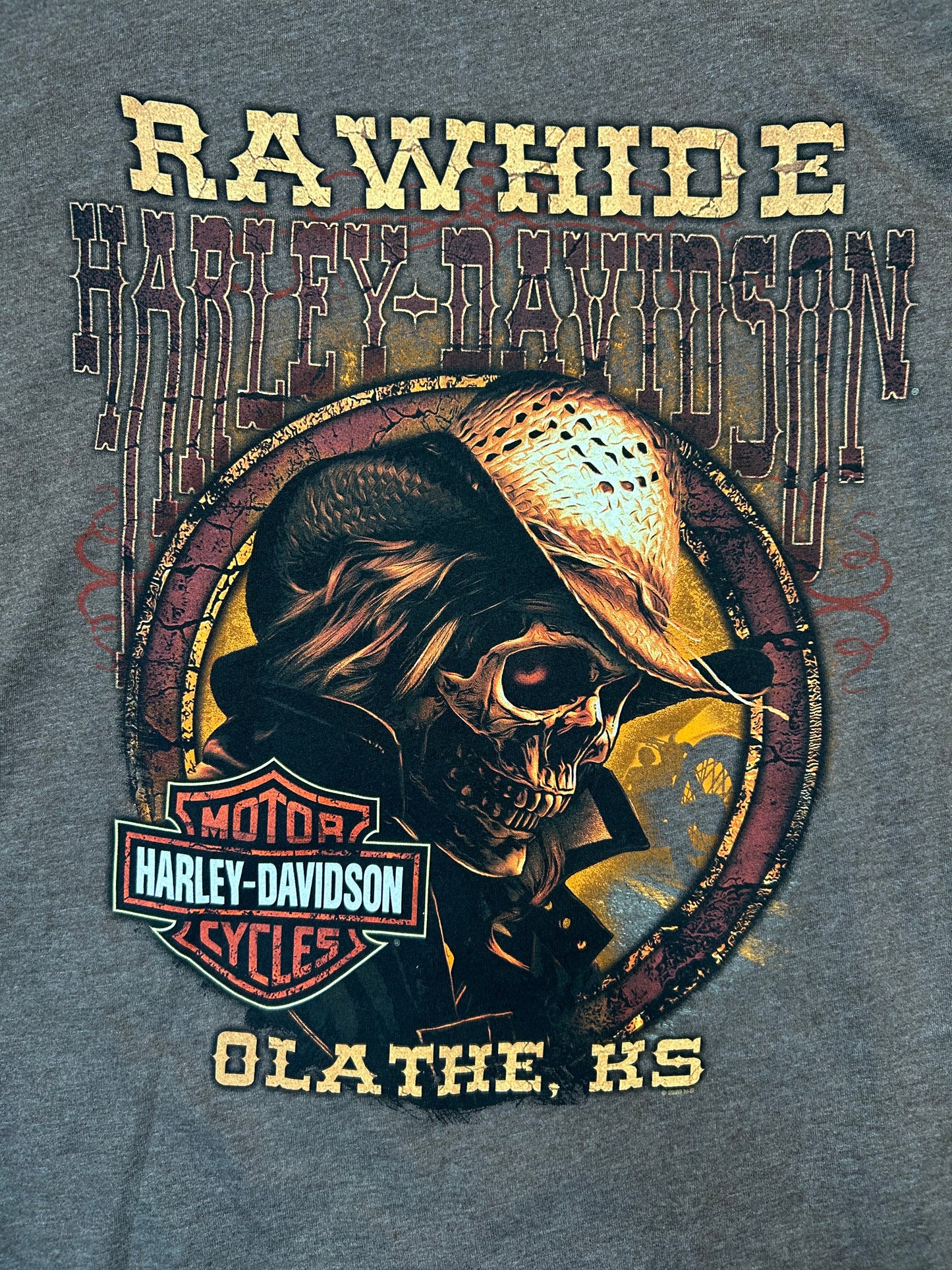 New Age Harley Davidson Olathe Kansas Bone Face Back Hit Tee