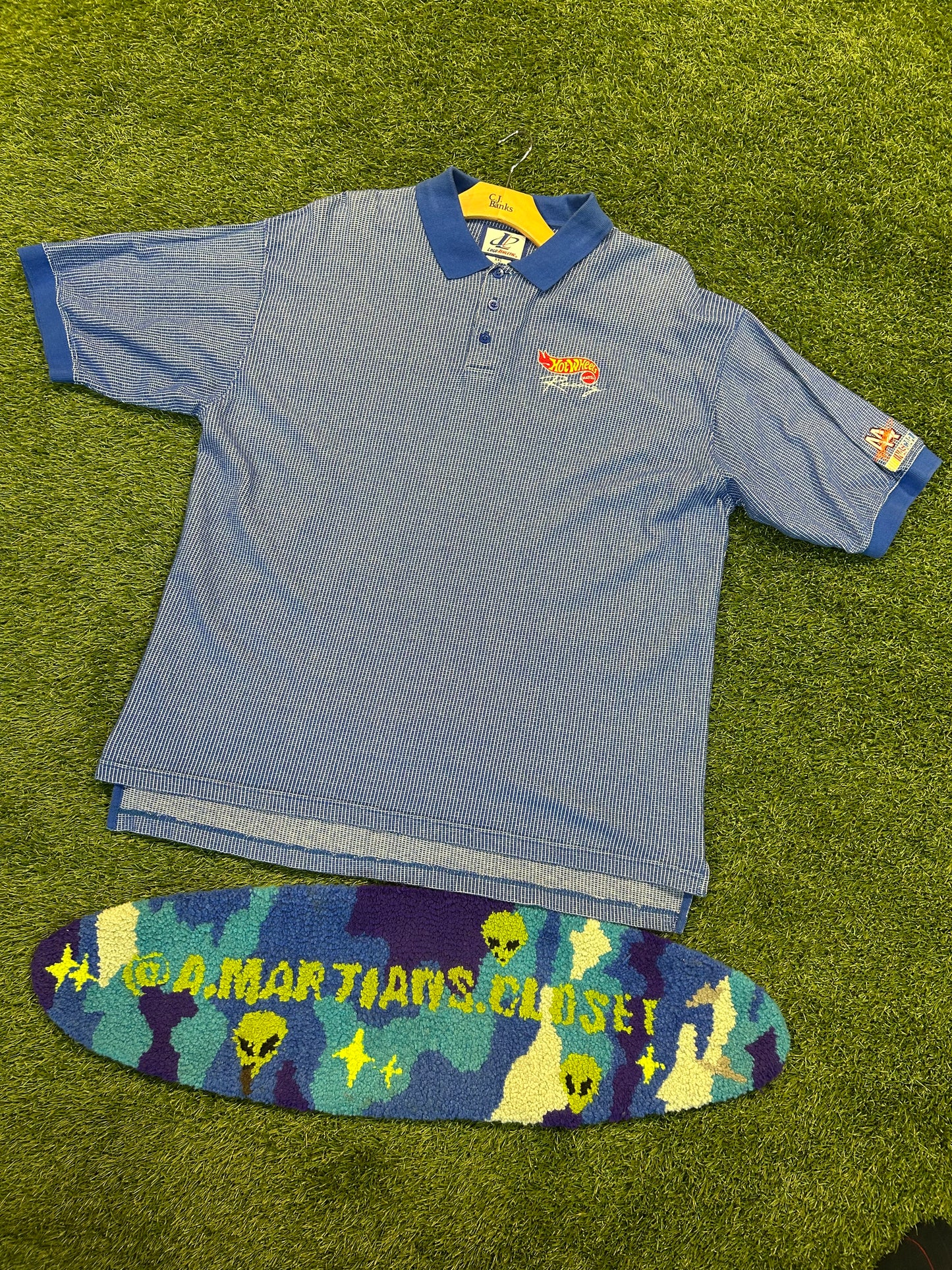 Vintage Hot Wheels Mattel Embroidered Logo Collard Shirt