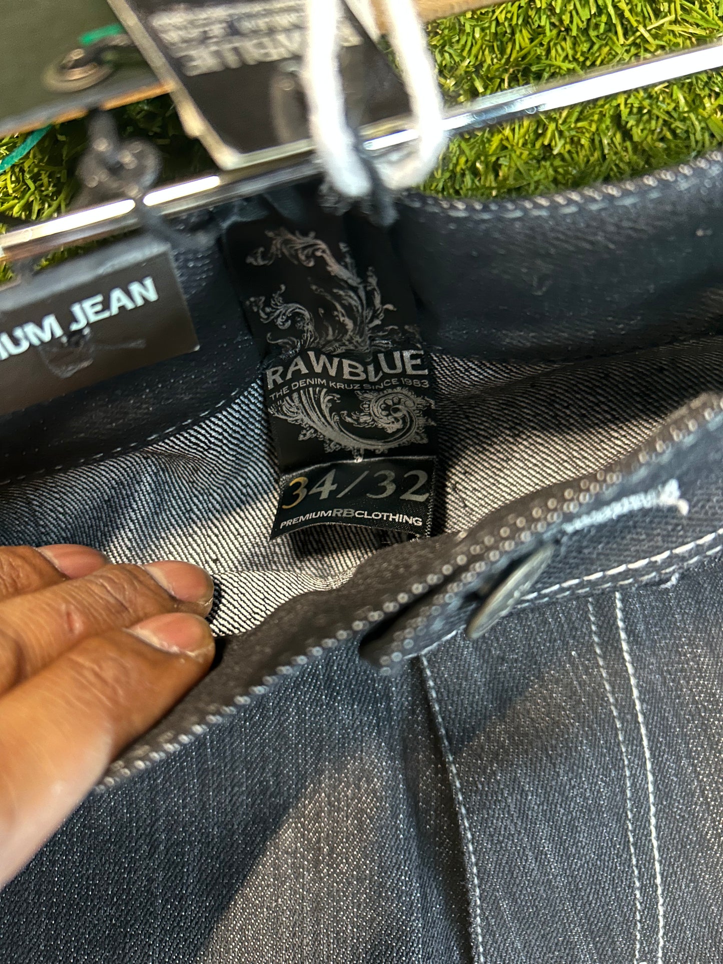 Y2K Red Back Viking Helment Affliction Style Denim Jeans