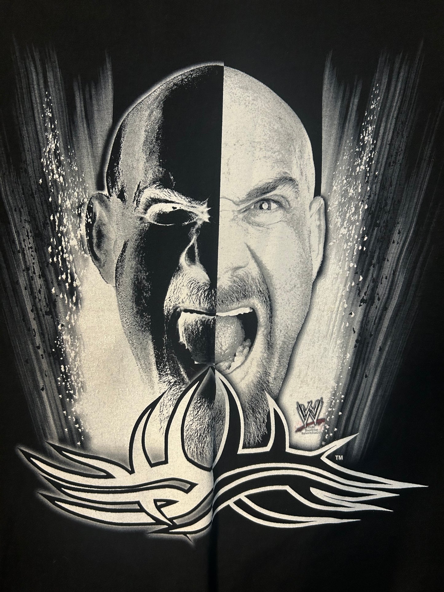 Year 2002 WWF Stone Cold Steve Austin Balck and White You Can’t Survive The Hype Tee