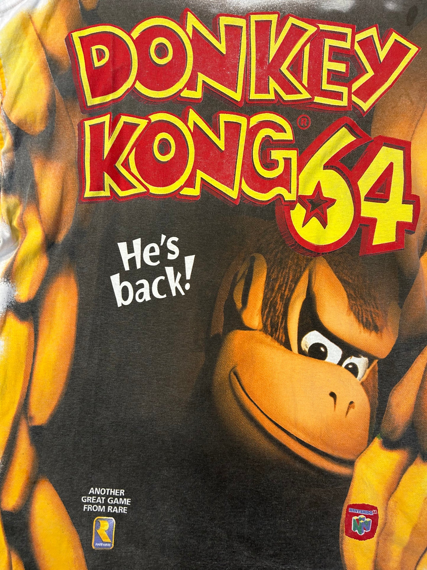 Vintage 1999 Donkey Kong Nintendo 64 AOP Preorder Promo Tee