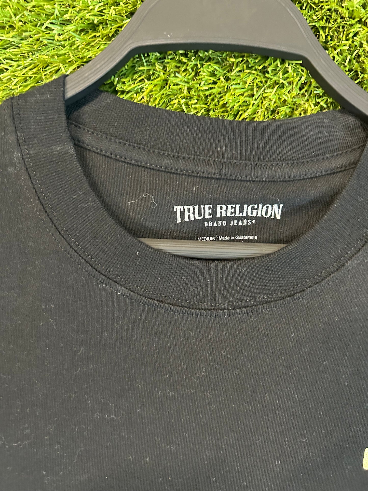 Jet Black Stamp Foil True Religion T shirt Size Medium