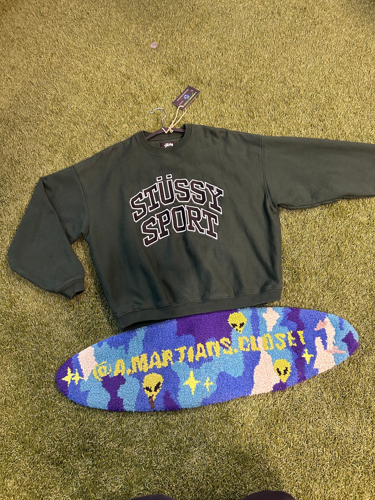 Stussy Sports Green Crewneck Relaxed Fit