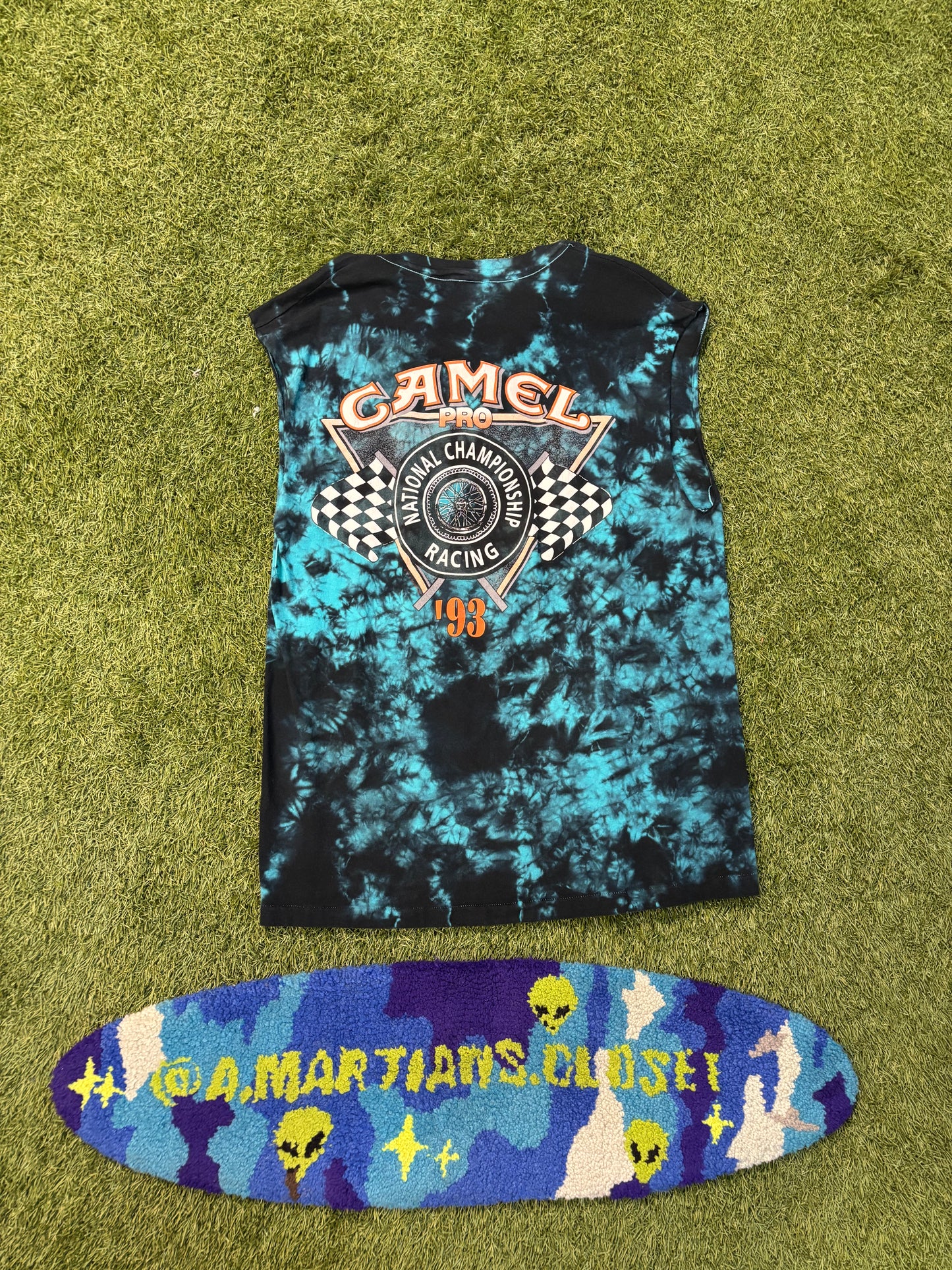 Y2K Tiedye Camel Springfield Motor Racing V-Neck tank