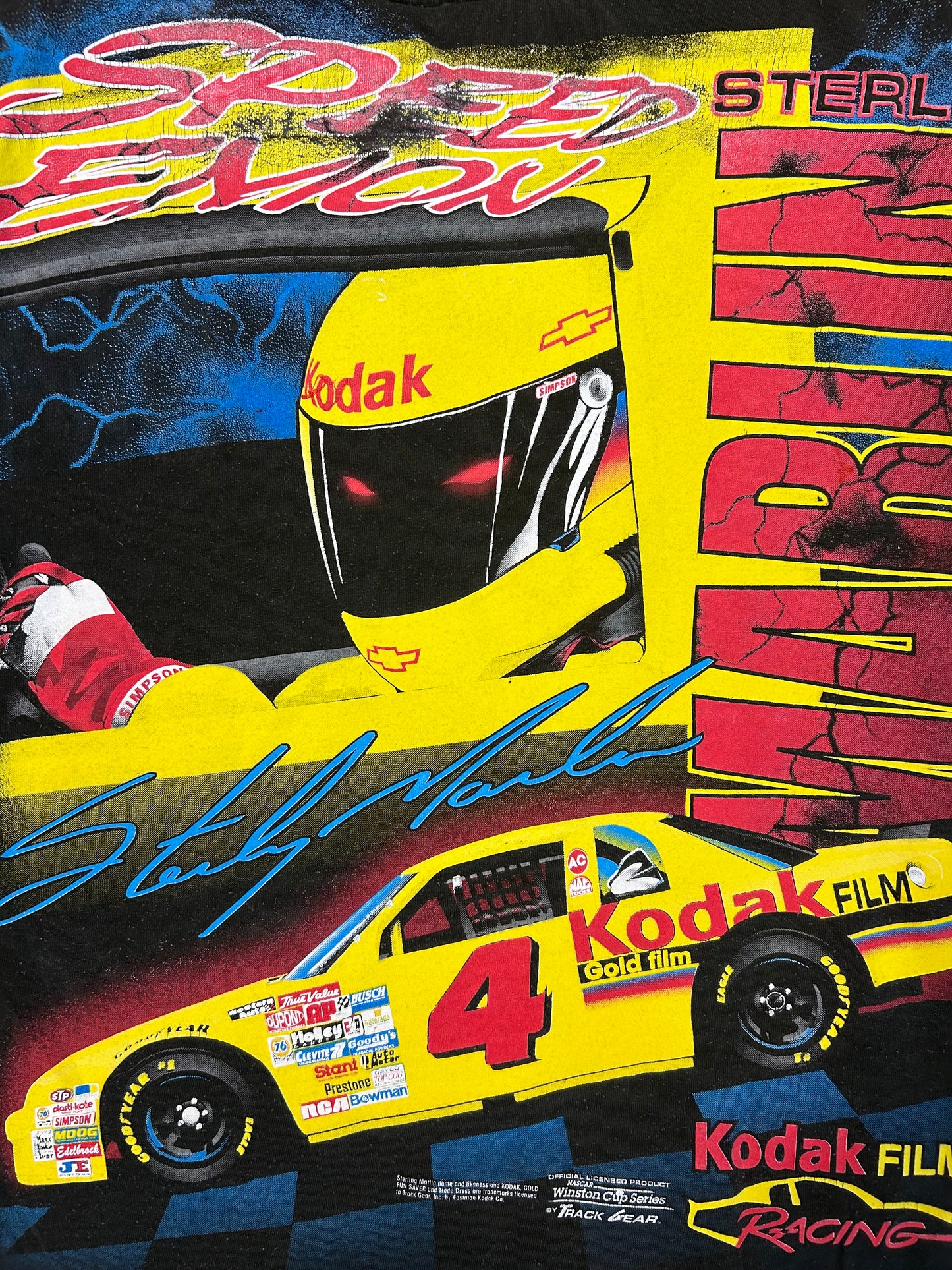 Vintage 90s Sterling Marlin Kodak NASCAR AOP Tee