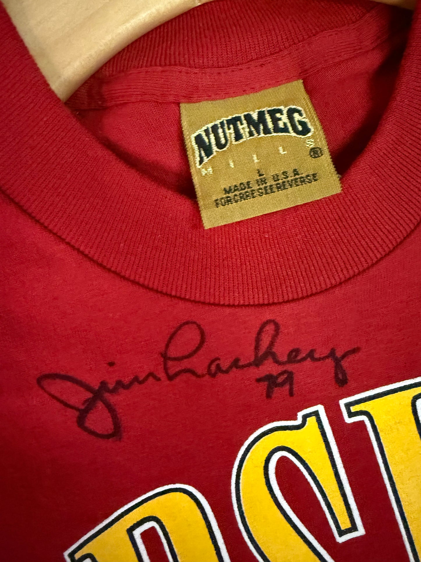 Rare Vintage Deadstock Washington Redskins Tee Signed By Jim Lauchey