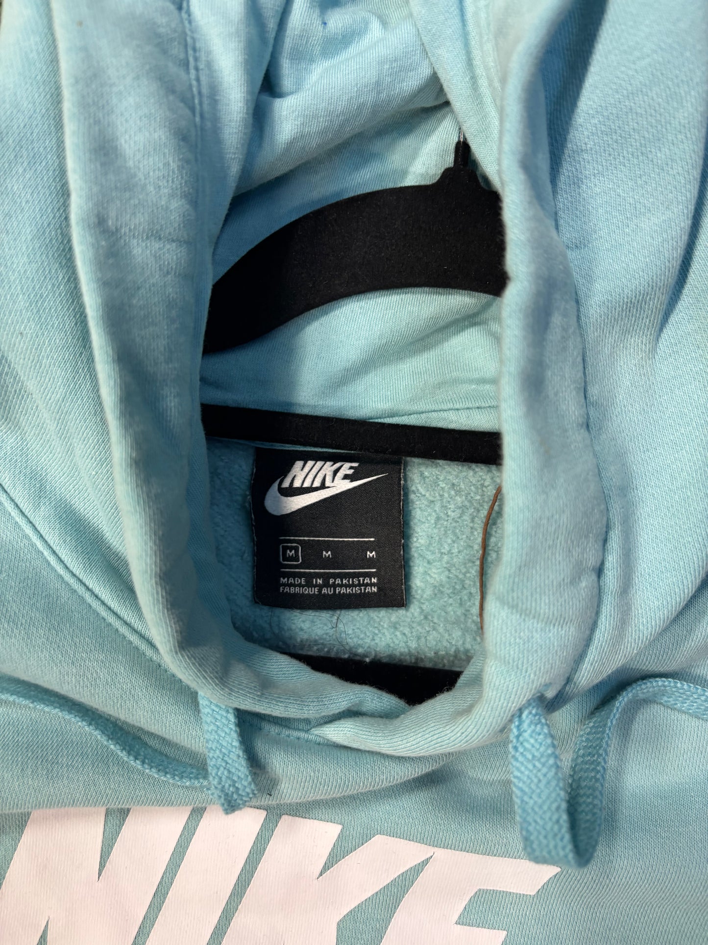 Baby Blue Center Logo Nike Hoodie Size Medium