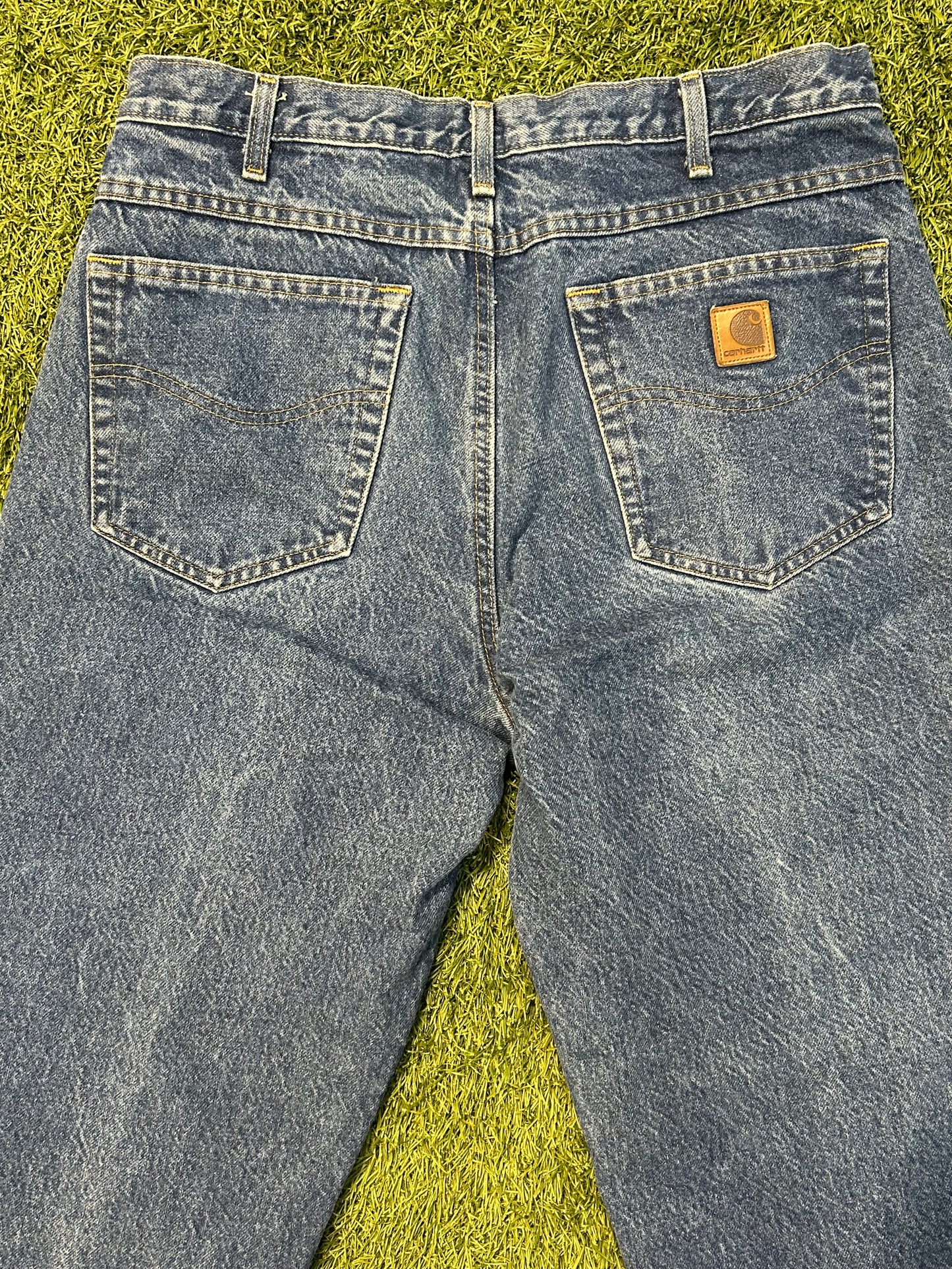 Vintage Carhartt B21 DST Flannel Lined Dark Blue Jeans