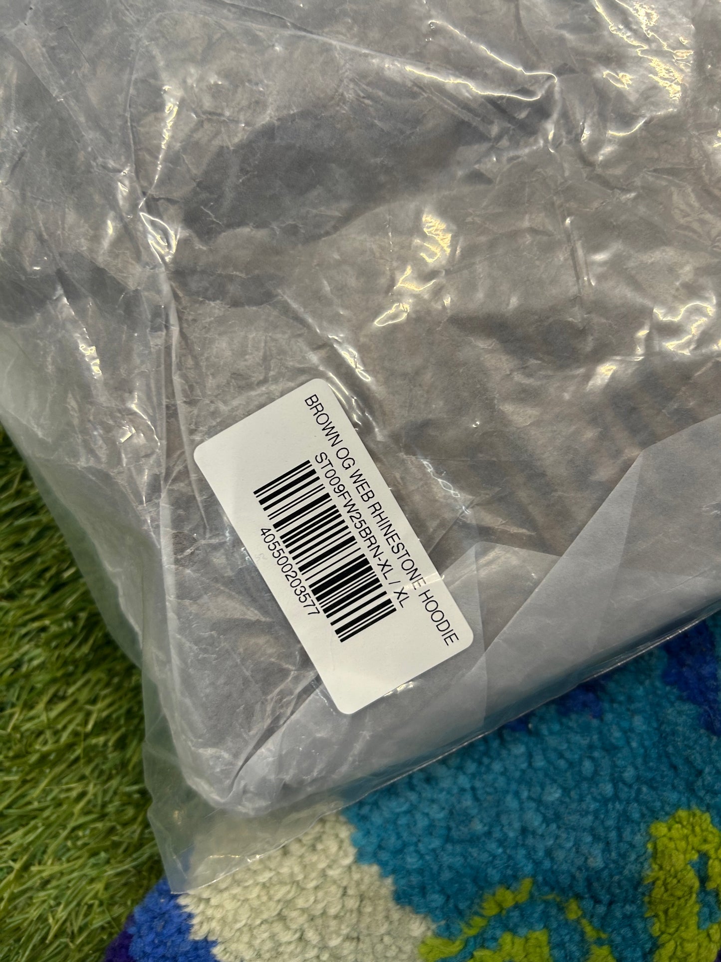 Sp5der Brown OG Web Rhinestone Hoodie