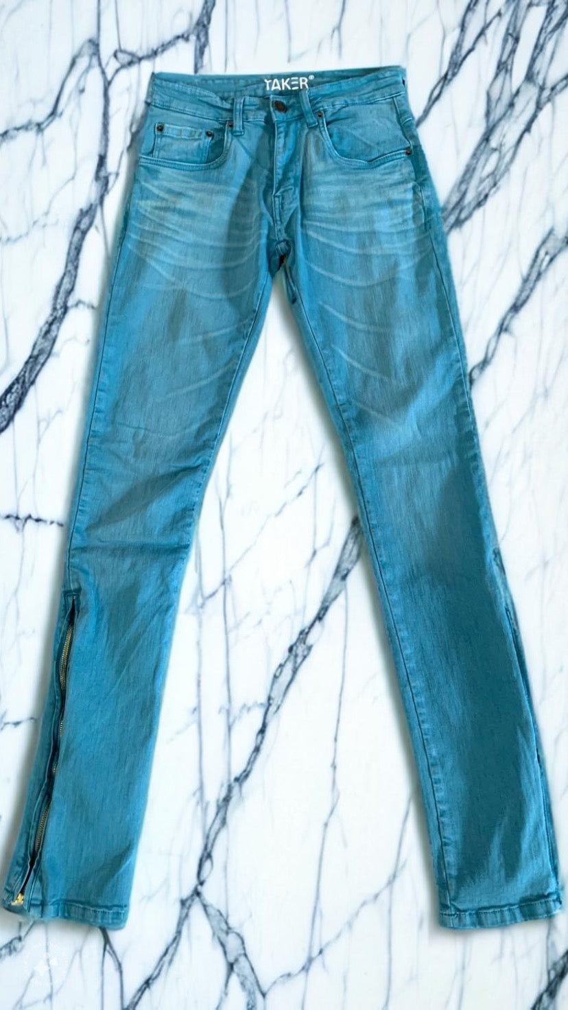 Teal Stacked Jeans