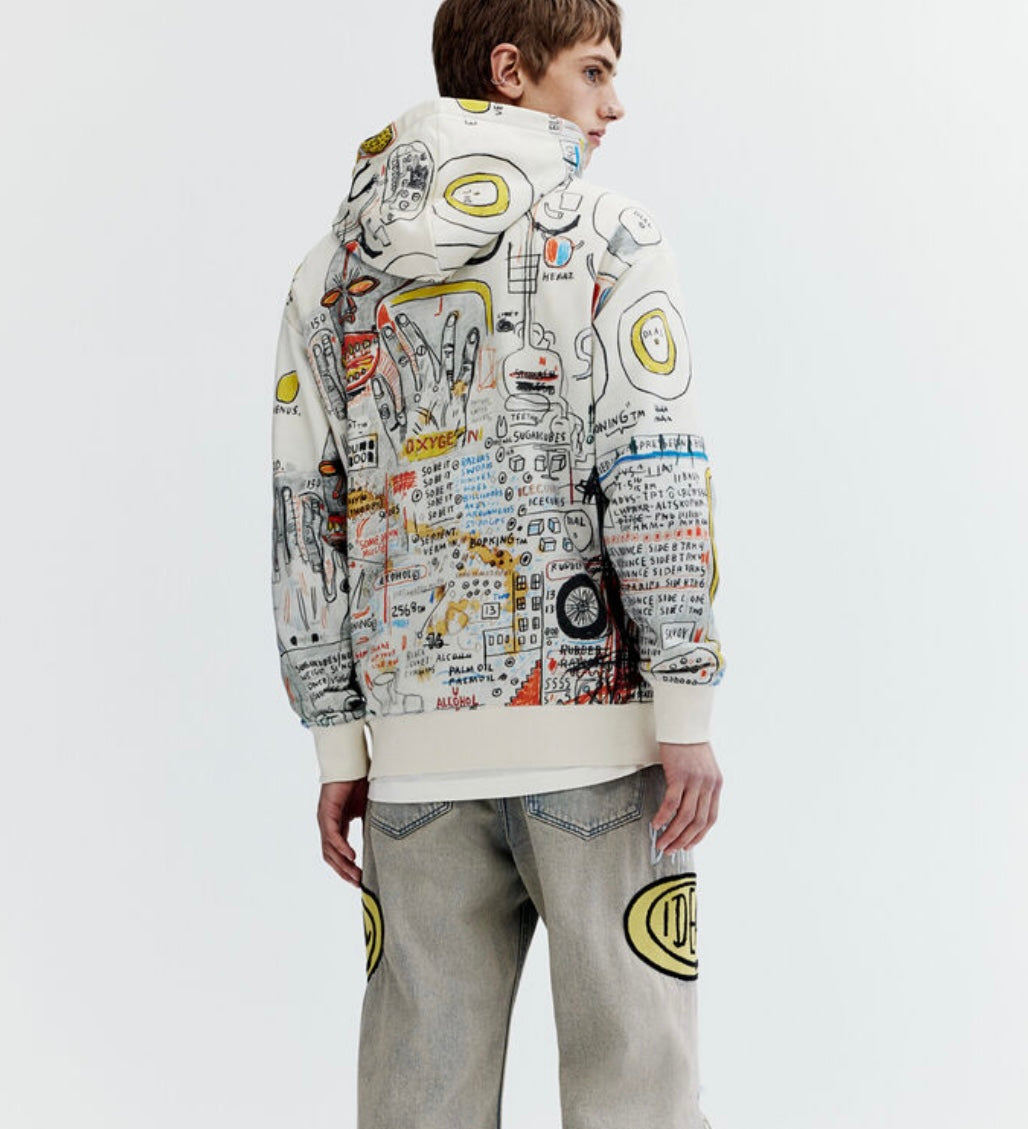 H&M Basquiat AOP Relaxed Fit Hoodie