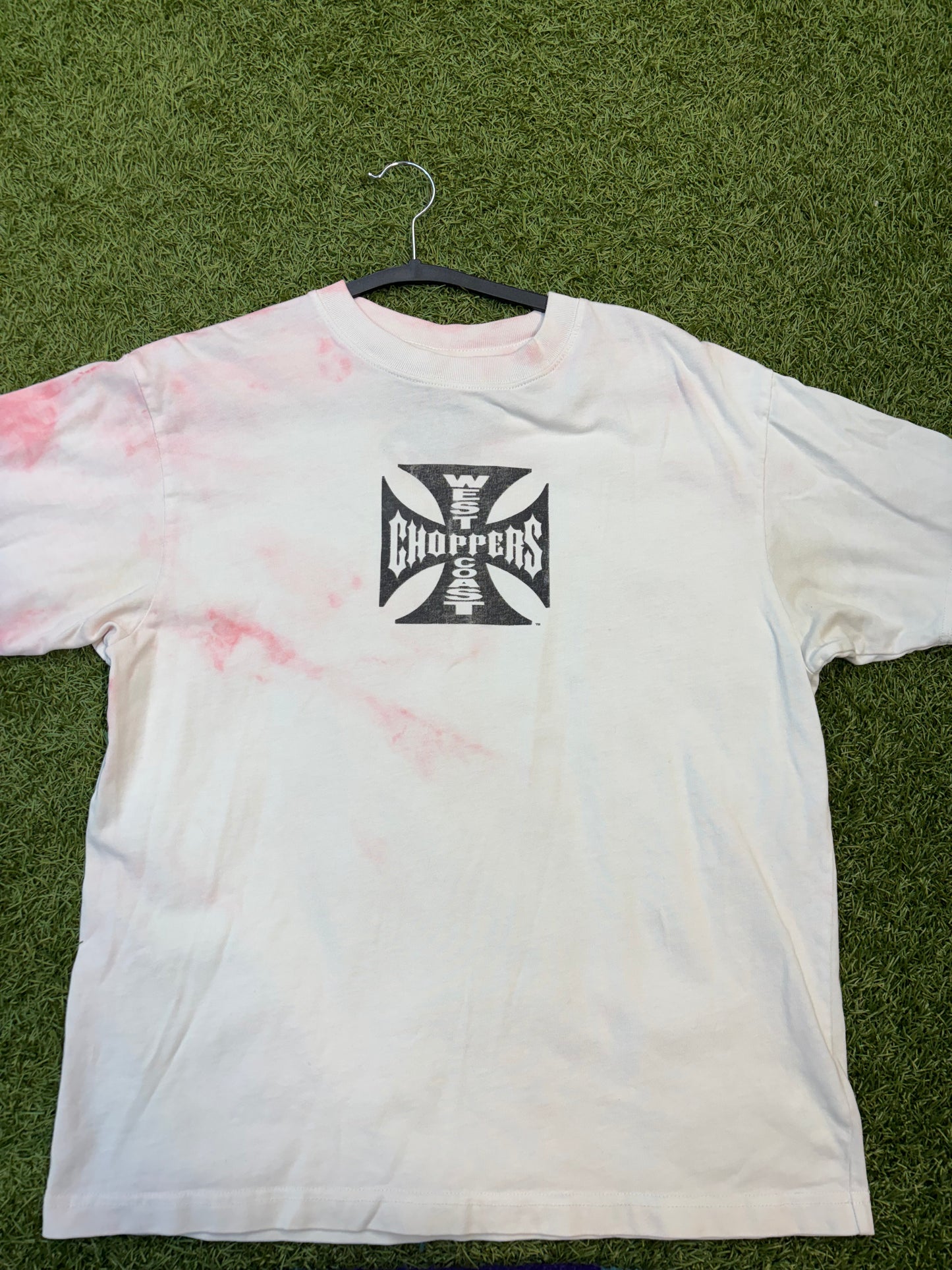 White West Coast Choppers Tee Featuring Red Tie-diy