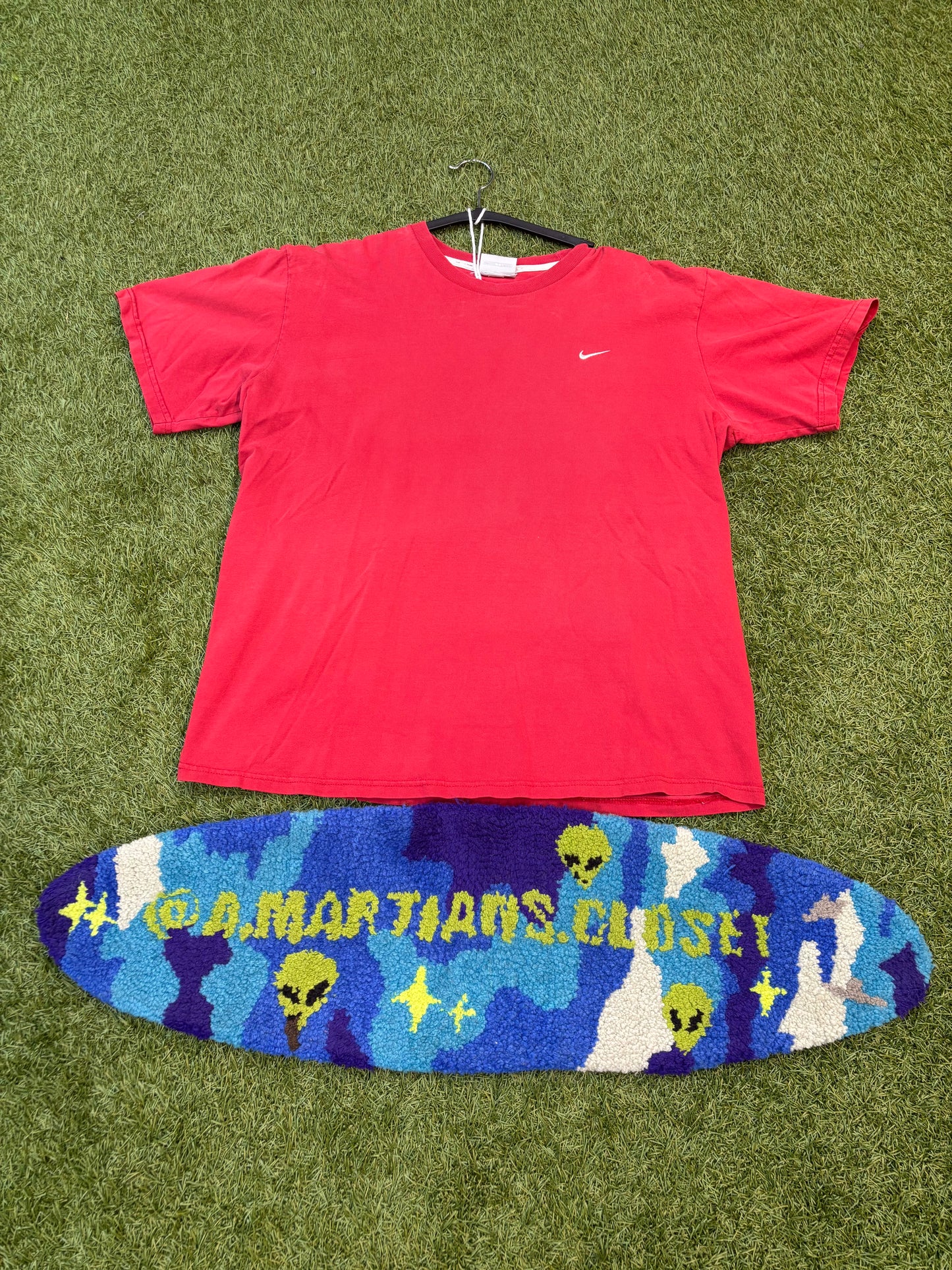 Vintage Red Nike Plain Tee With Embroidered logo