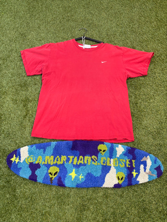 Vintage Red Nike Plain Tee With Embroidered logo