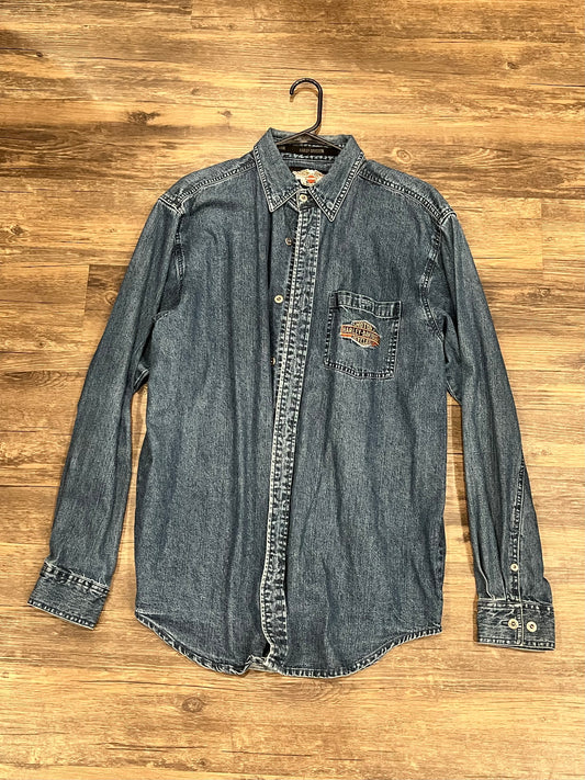 Vintage Harley Davidson Denim Button Up