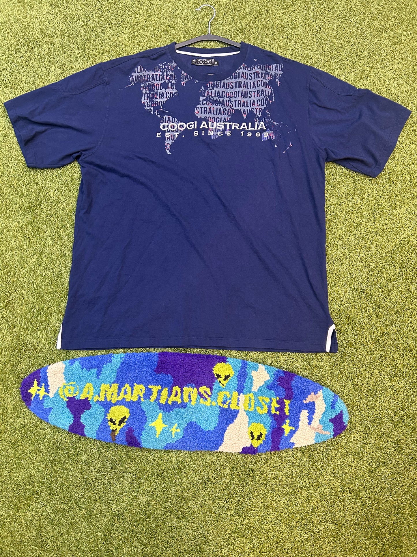 Y2K Coogi Australia Navy Blue Continents Tee