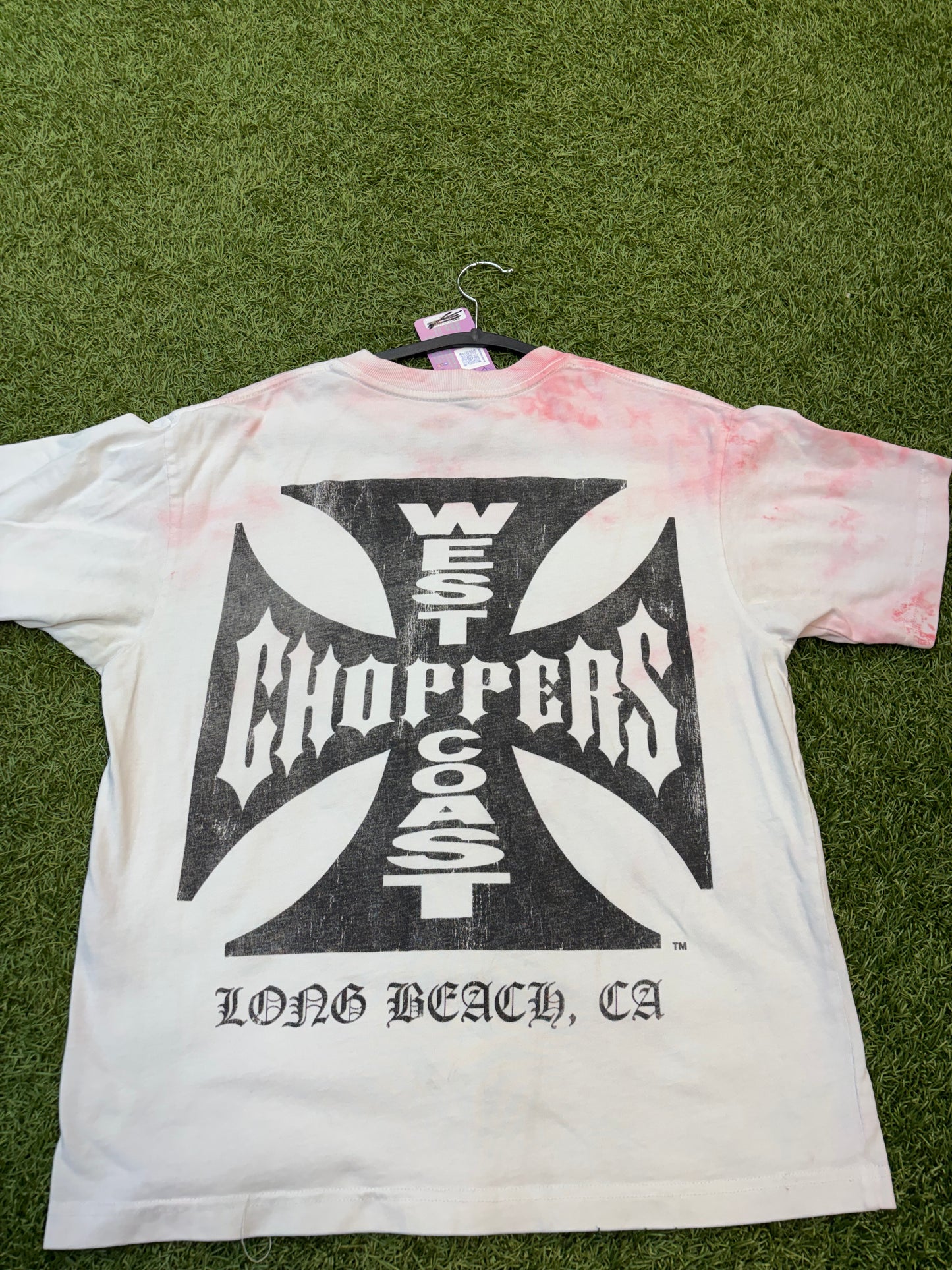 White West Coast Choppers Tee Featuring Red Tie-diy